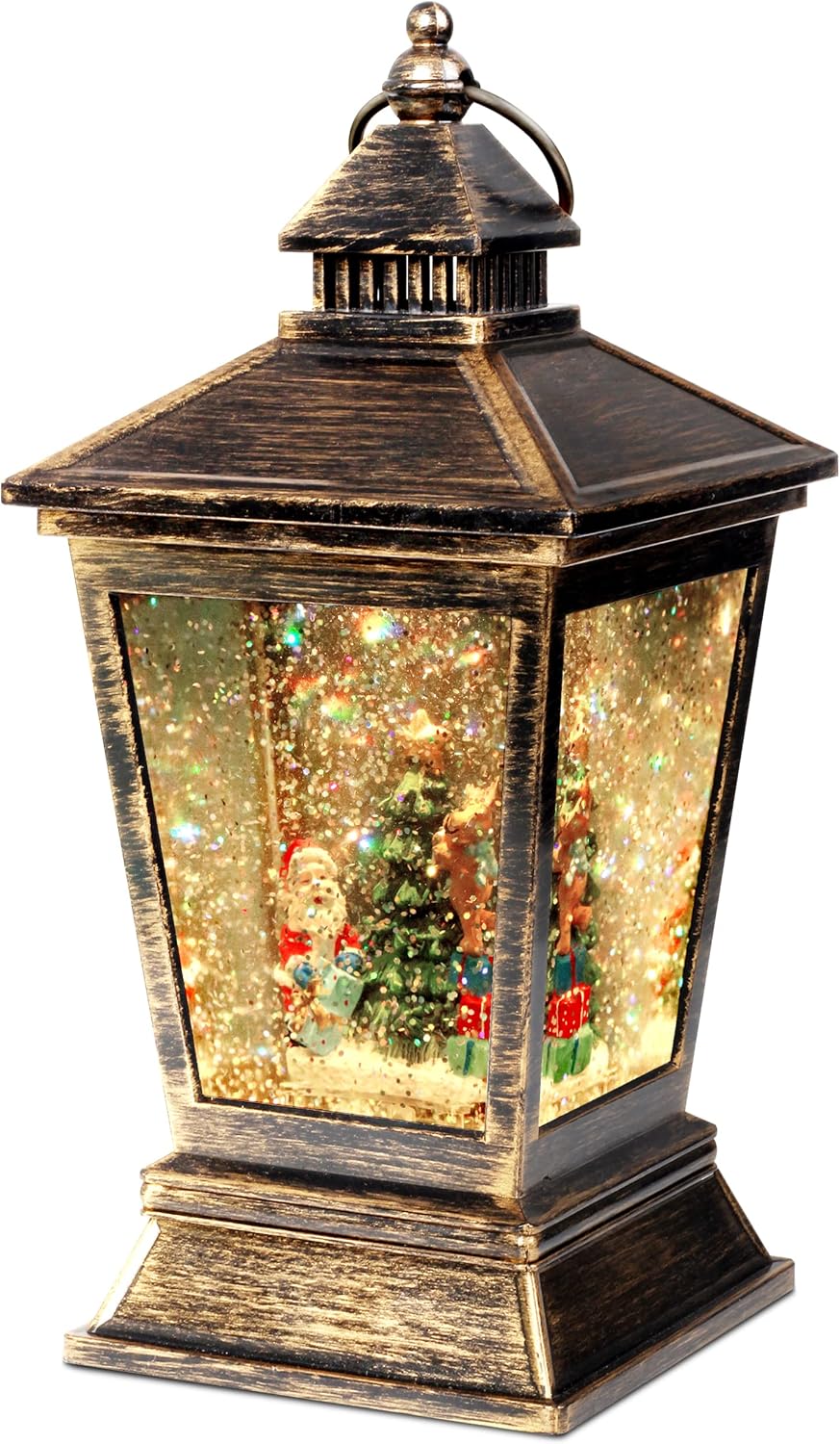 [Upgraded 2022] Christmas Snow Globe Lantern with Snowman, Battery Operated Lighted with Swirling Water Glittering Globe, Xmas Home Decor Tabletop Lanterns for Christmas Decoration and Gift