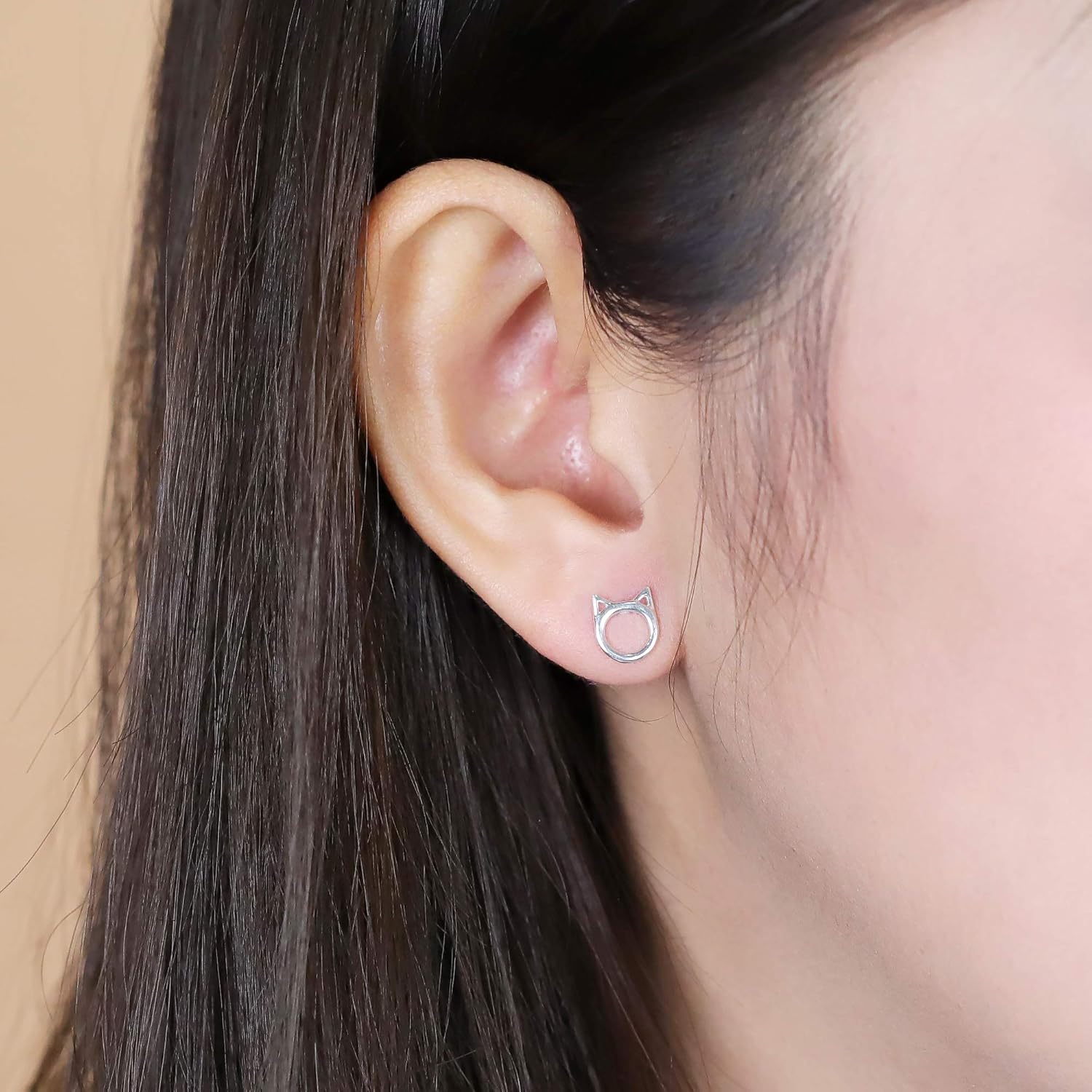 Boma Jewelry Sterling Silver Cat Ear Open Circle Stud Earrings - Image 3