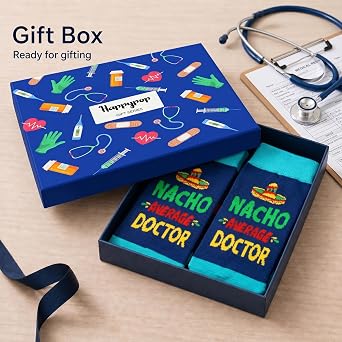 HAPPYPOP Nurse Gifts for Men Women - Nacho Average Doctor CNA EMT RN VET TECH Dentists Socks