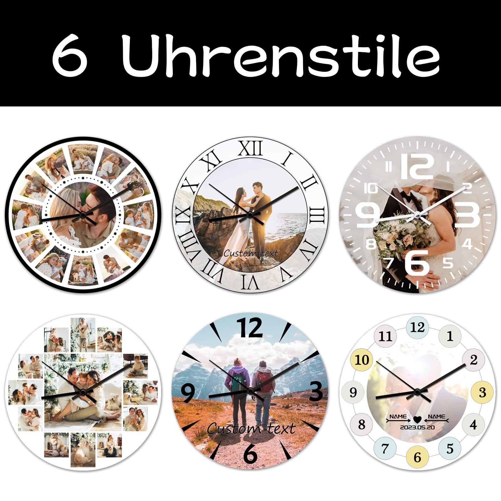 Personalisierte Wanduhr Aus Holz – Mit Platz Für Dein Lieblingsfoto (6x9 Cm), Lautlos, Vielseitig Aufstellbar – Perfektes Geschenk Für Mama, Papa, Oma & Freunde
