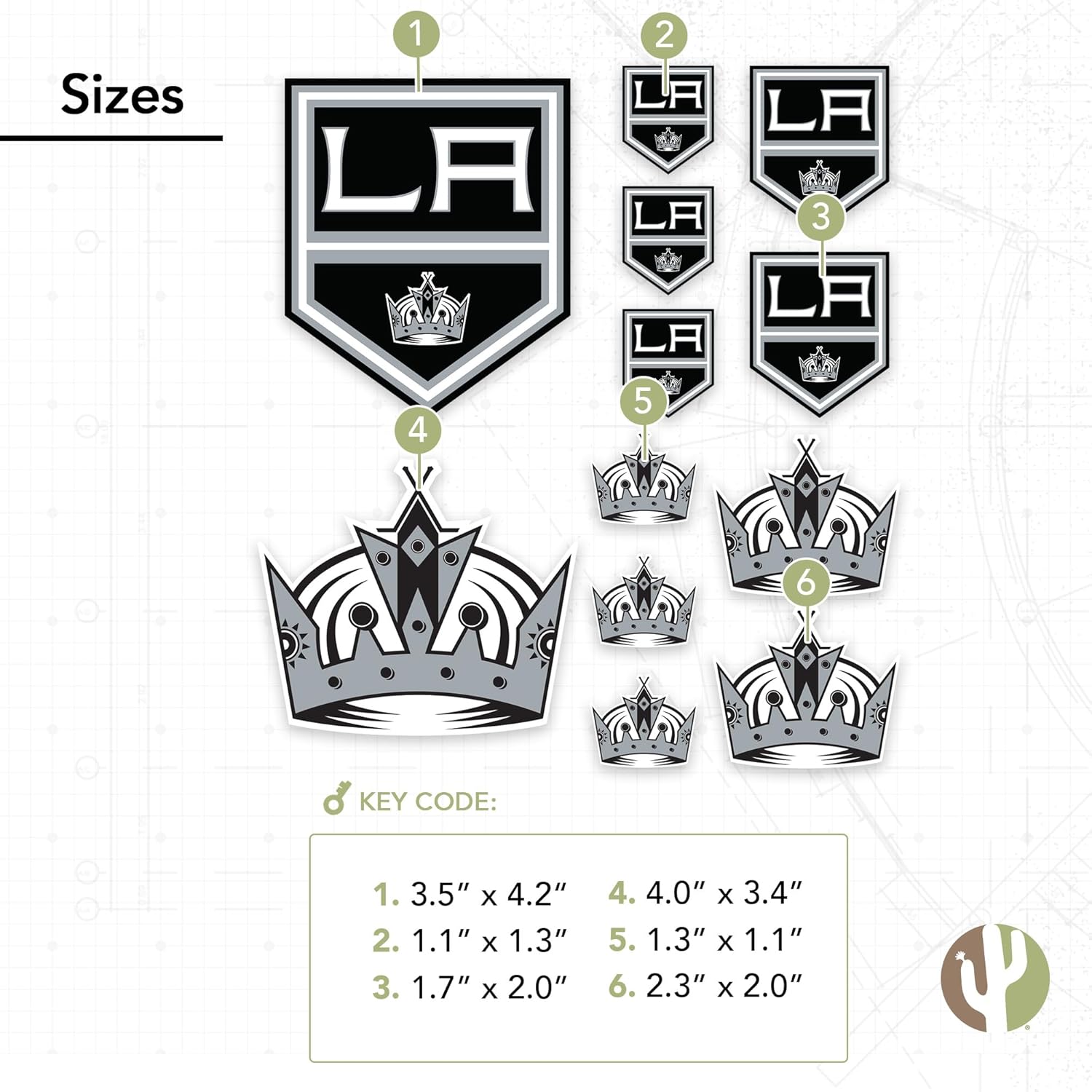 Desert Cactus Los Angeles Kings Sticker NHL Team National Hockey League Vinyl Decal Laptop Water Bottle Car Scrapbook Sheet (Type 1-1) - Image 2