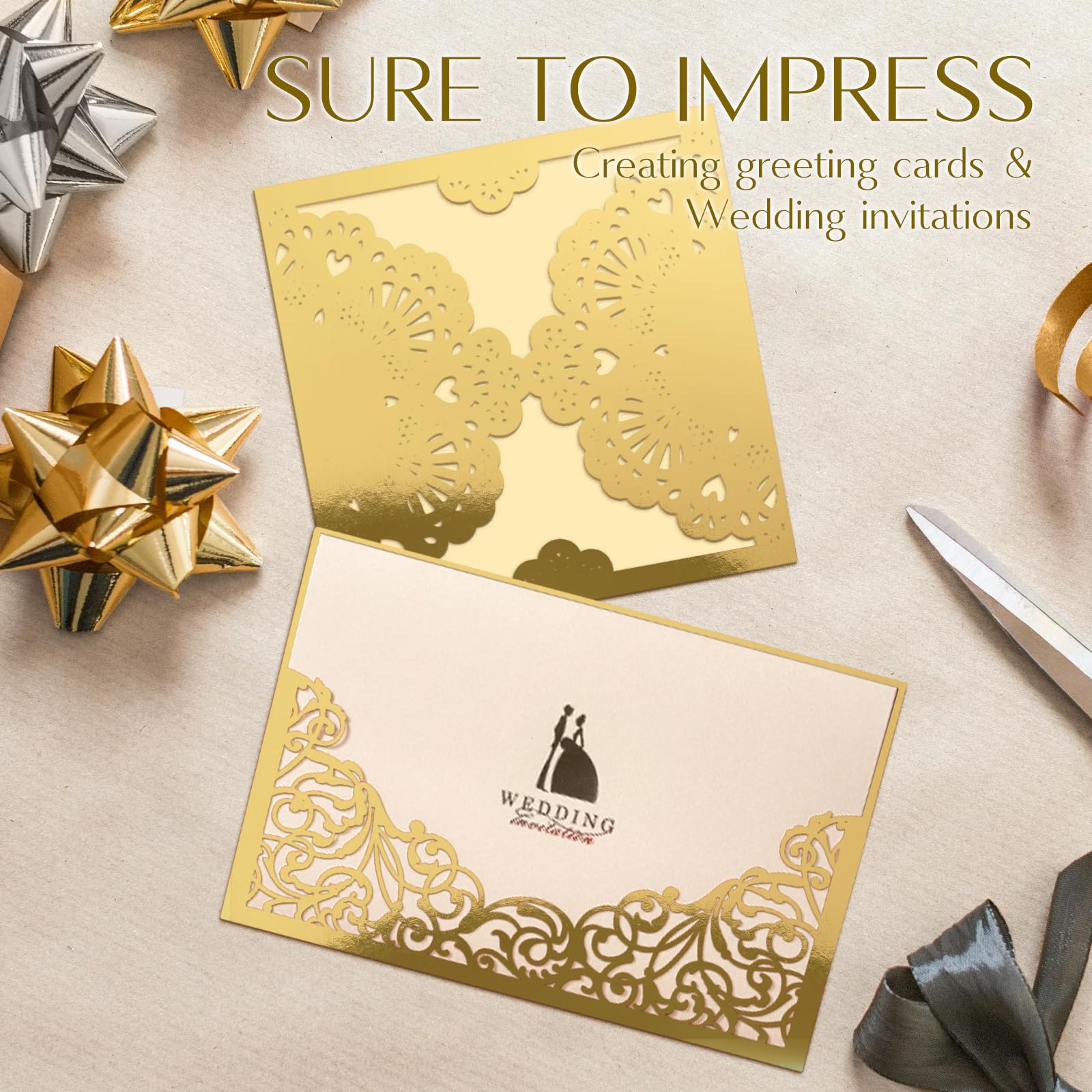 Lot 50 Feuilles Cartonné Miroir Doré A4 250g/m² – Papier Or Métallisé Premium Pour Scrapbooking, Cartes, Invitations, Artisanat