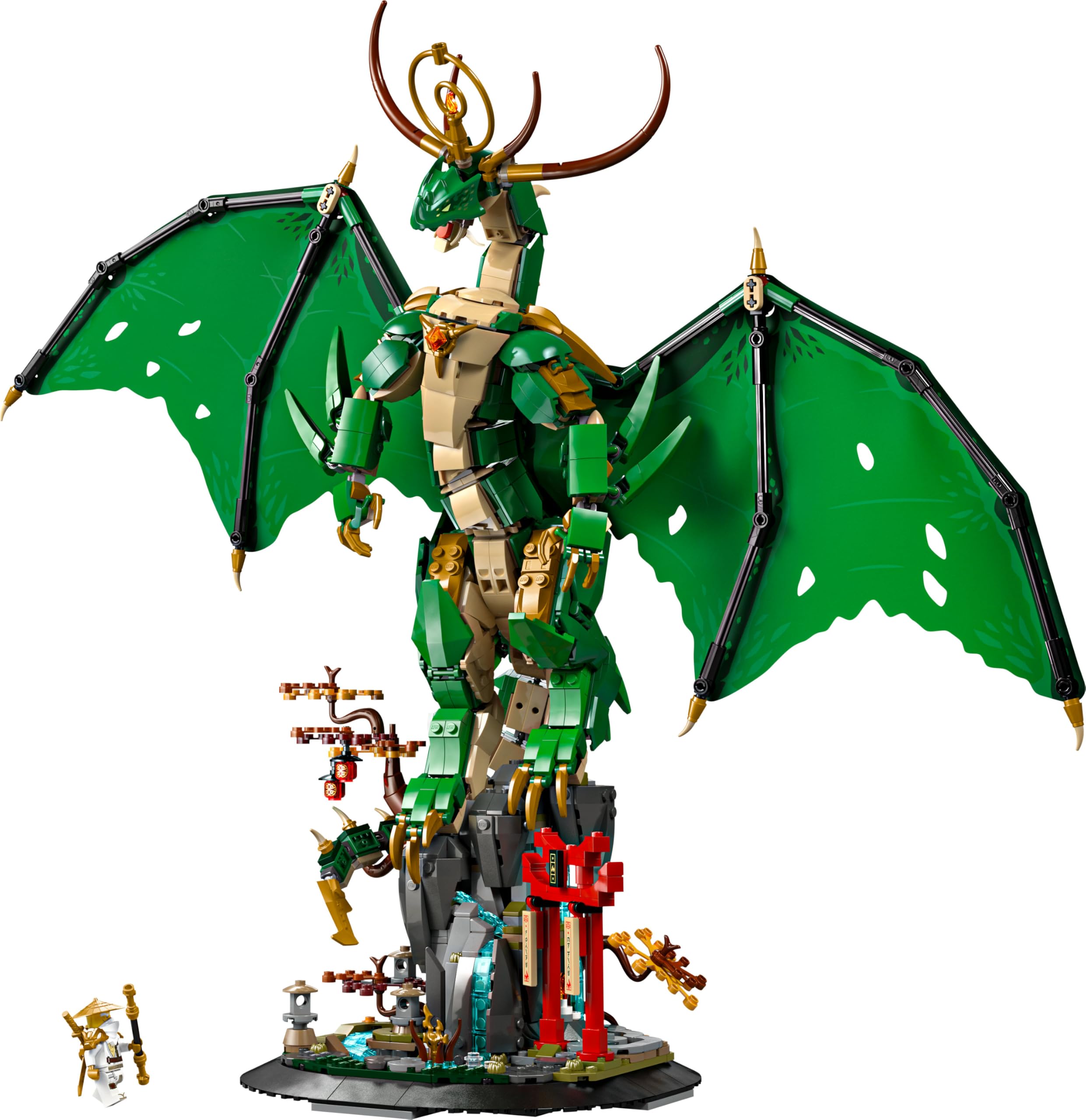 LEGO NINJAGO Wächterdrache Bauset - Mit Drachenfigur, Meister Wu Minifigur & Ständer – Bauspielset für Jungen ab 14 Jahren & Teenager 71847