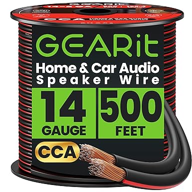 GEARit Speaker Wire 14 Gauge, Speaker Cable 500ft for Car Audio, Home Theater, CCA(Black)