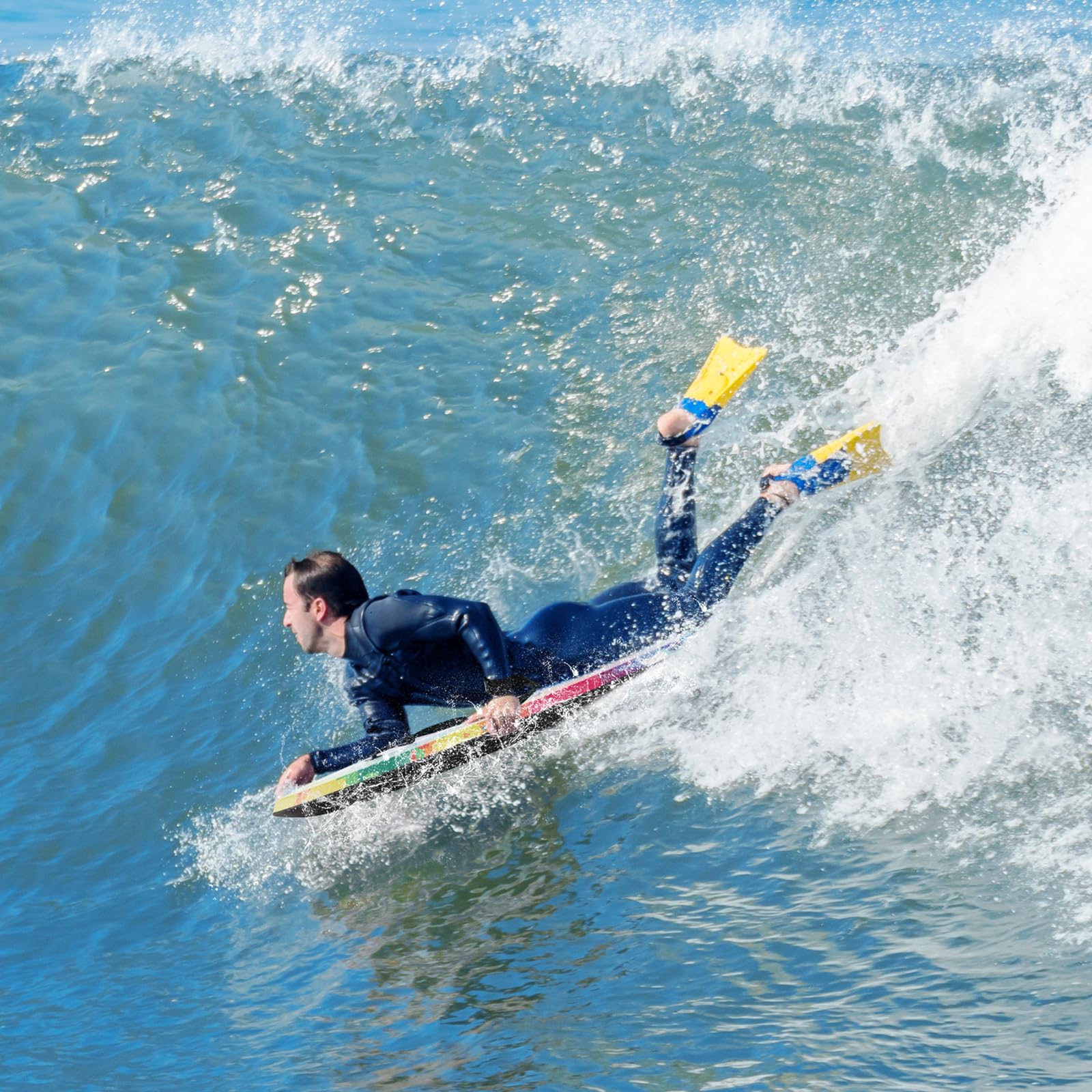 GOPLUS Tabla de Bodyboard Ligera con Deck XPE, Fondo HDPE, Núcleo EPS para Niños y Adultos