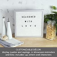 Vista 4 de Melannco Tablero de letras de fieltro, hexagonal, con letras y números, para anuncios, blanco y plateado