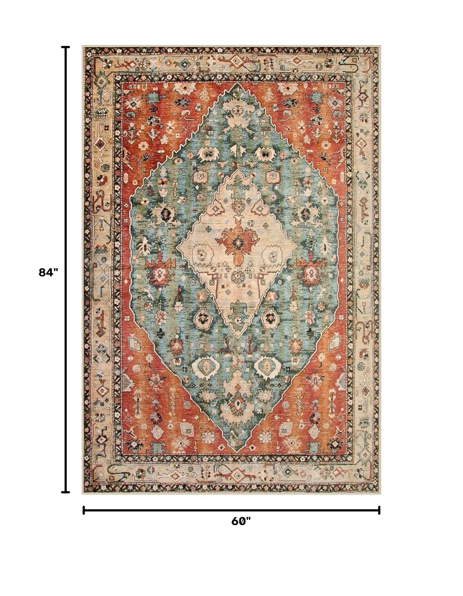 How to Cover Carpet in a Rental 2 Lahome Felice Boho Tribal 5x7 Washable Living Room Bedroom Rug Orient — product photo