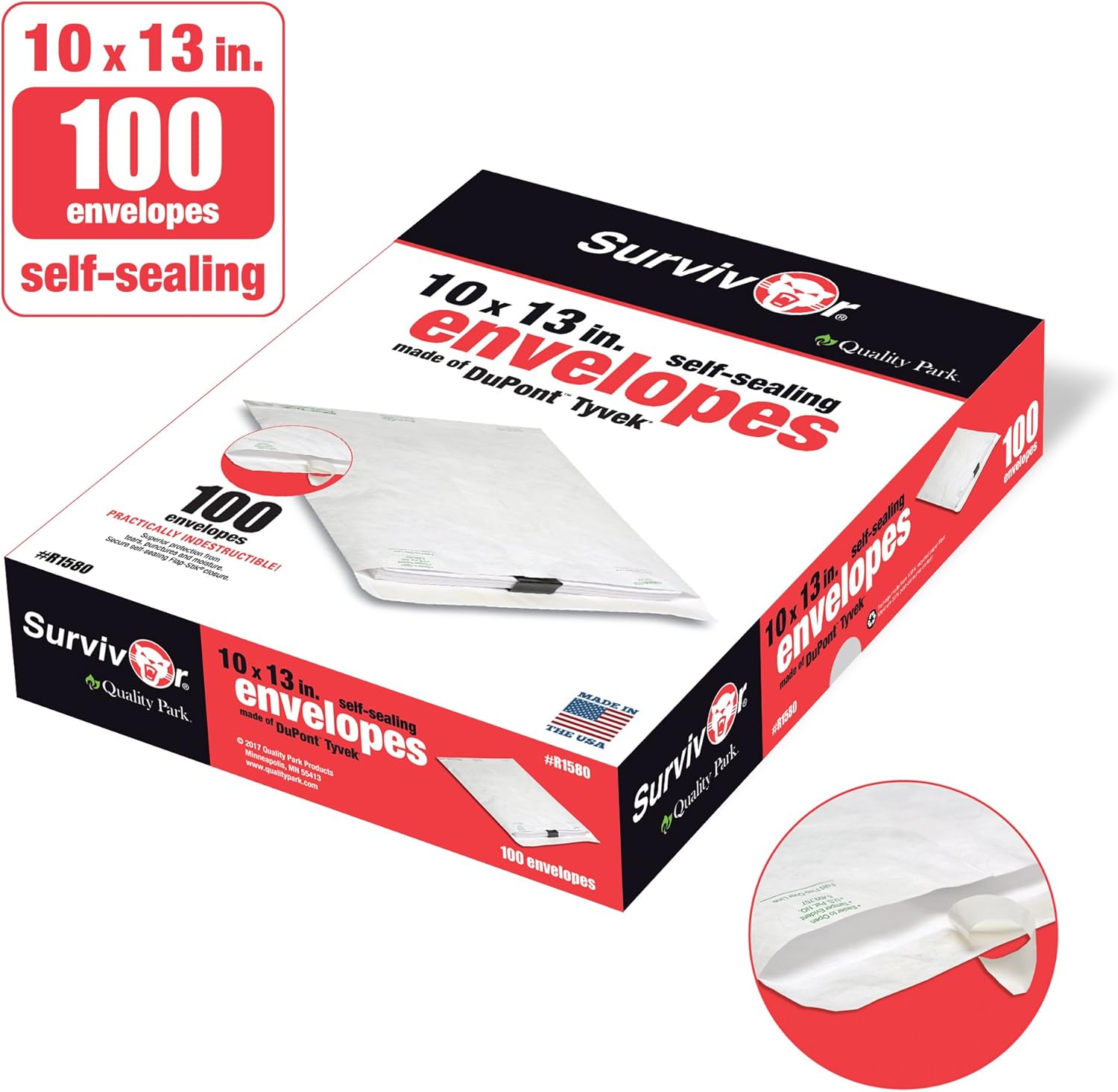 Quality Park Survivor R1580 Tyvek Mailer (Box of 100) and Quality Park Survivor Lightweight 14 lb Tyvek Open End 1.5" Expansion Mailers