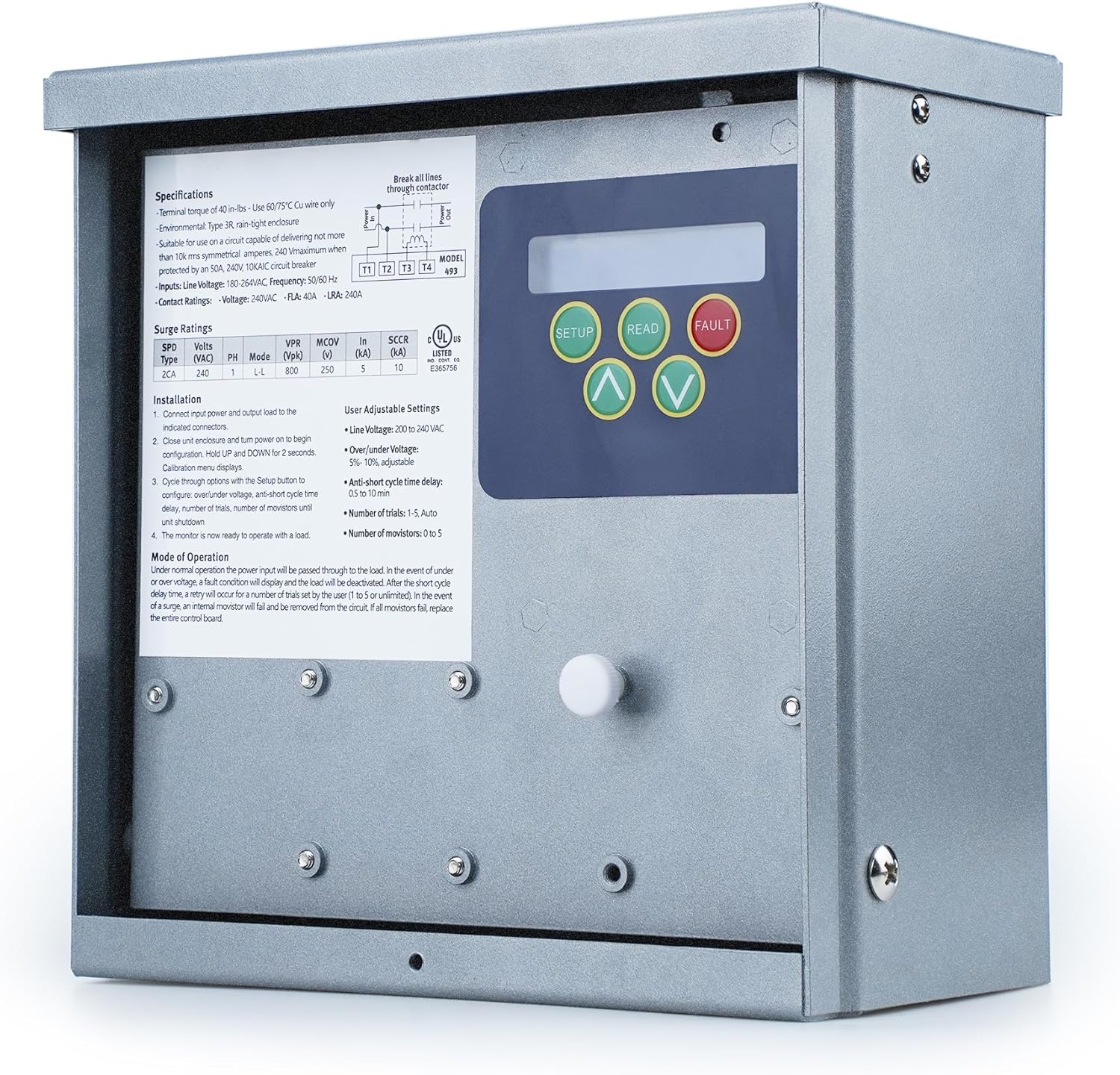 Updated 493 Controls Model493 Single Phase Control Box with Surge Supression