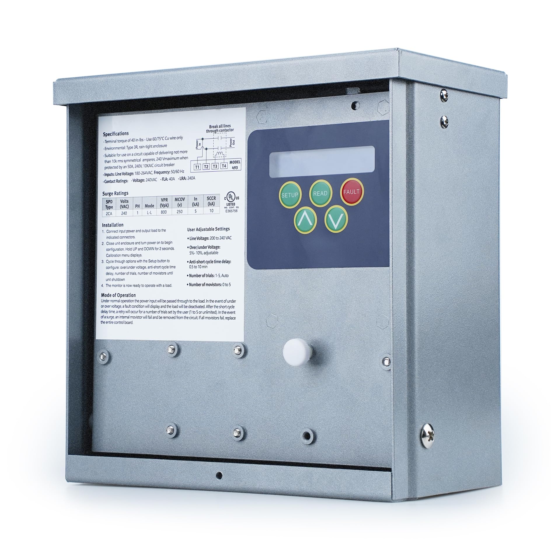 Updated 493 Controls Model493 Single Phase Control Box with Surge Supression