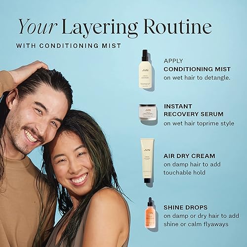 Miniatura 8 de JVN Bruma acondicionadora completa sin encrespamiento, espray de hidratación sin encrespamiento, fórmula vegana, sin sulfato (5 onzas líquidas)