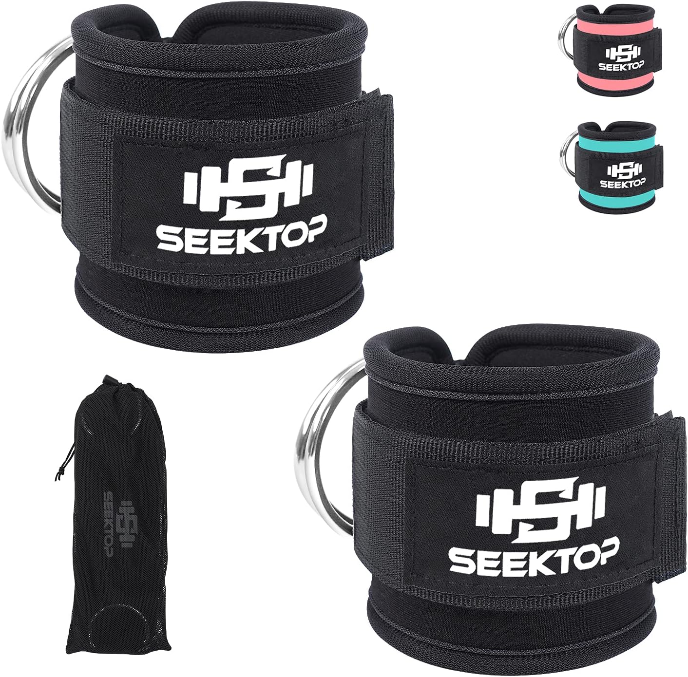 Seektop Ankle Strap for Cable Machine, Comfortable Padded Ankle Cuffs for Kickbacks, Glutes Workout and Lower Body Exercises, Adjustable & Breathable Leg Straps Ankle Straps for Women & Men (Pair) : Sports & Outdoors