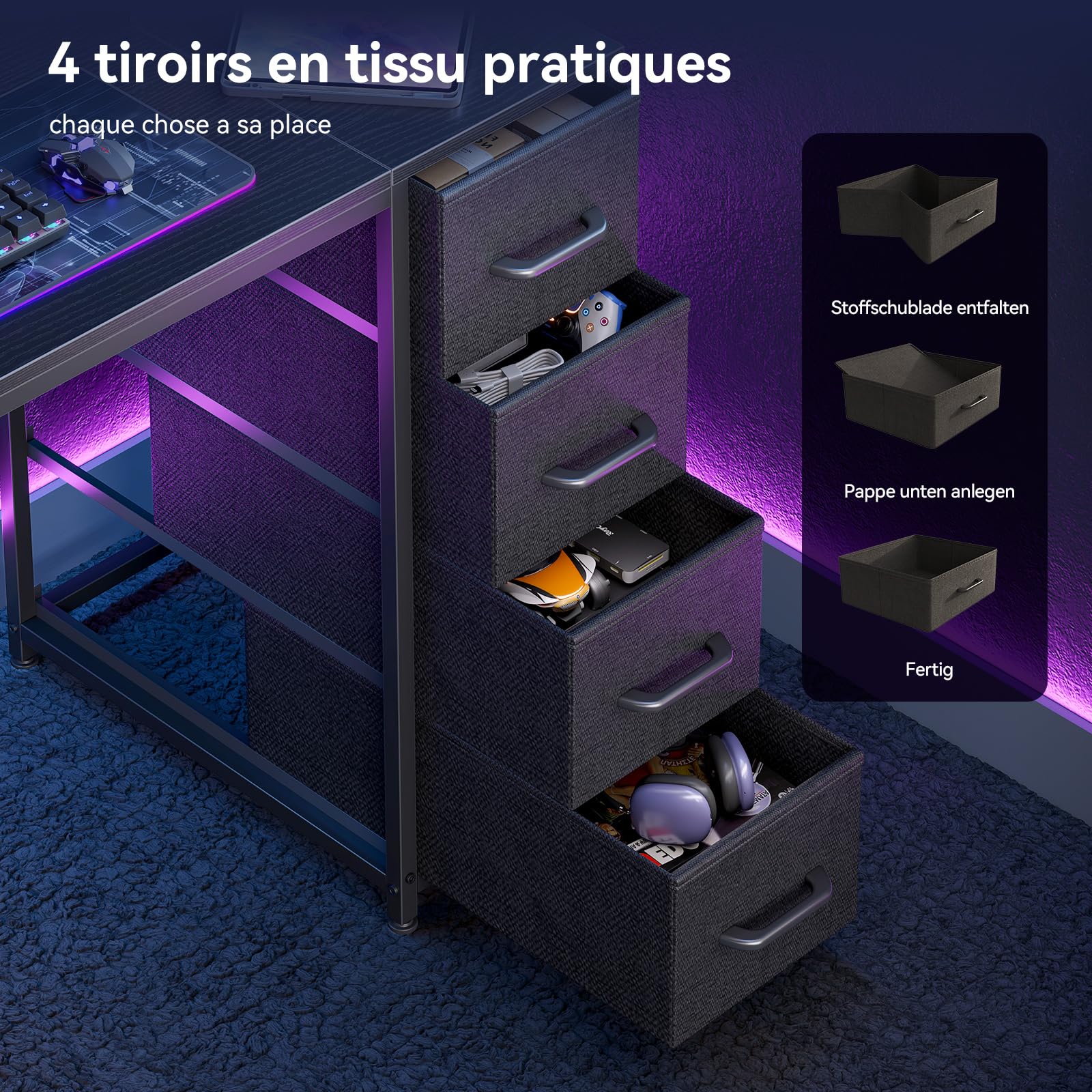 Coleshome Bureau avec Panneau Perforé et Étagère, 120 x 50 cm, Noir