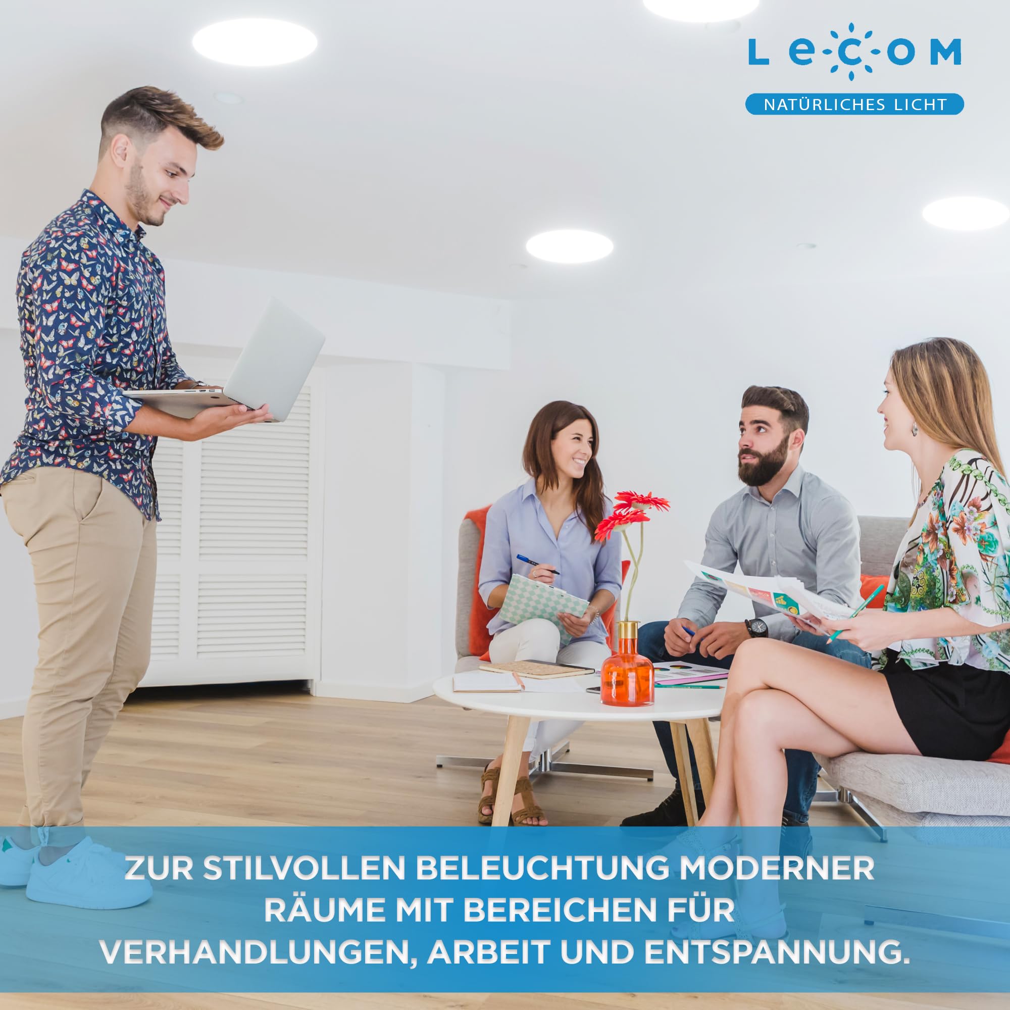 LECOM 10x LED Einbaustrahler Rund 24W Warmweiß CRI90 300mm Durchmesser | LED Deckenstrahler für gemütliche Atmosphäre und hohe Farbtreue in Wohnzimmer, Schlafzimmer sowie Café, Lounge, Restaurant.