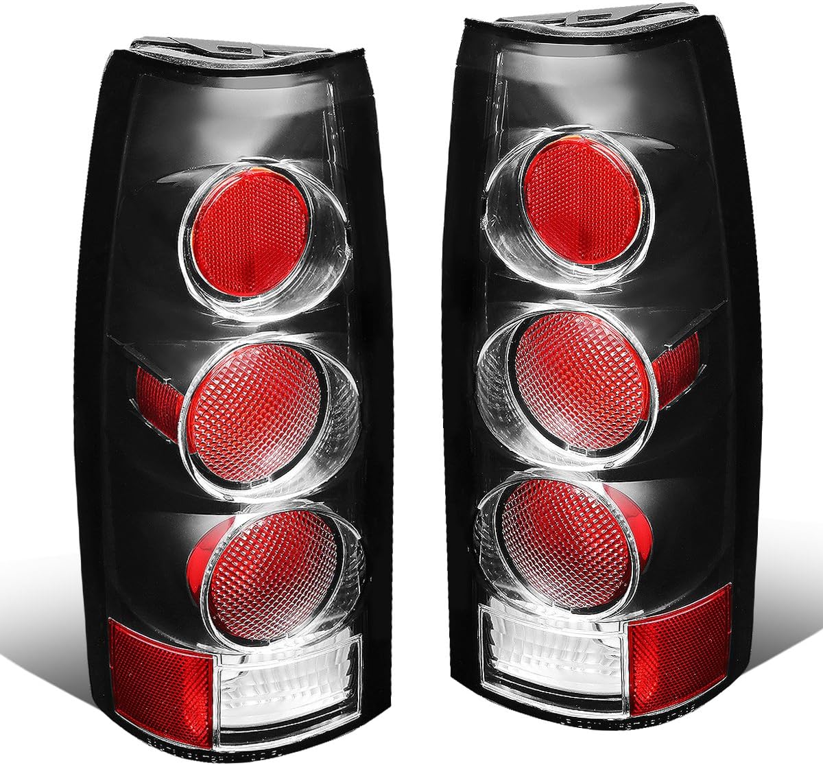 Auto Dynasty Tail Light Compatible with 88-01 Chevy/GMC C/K 1500-3500 Blazer Tahoe Suburban Cadillac Escalade, Pair of Altezza Style Brake Tail Lights, Black Housing Clear Lens