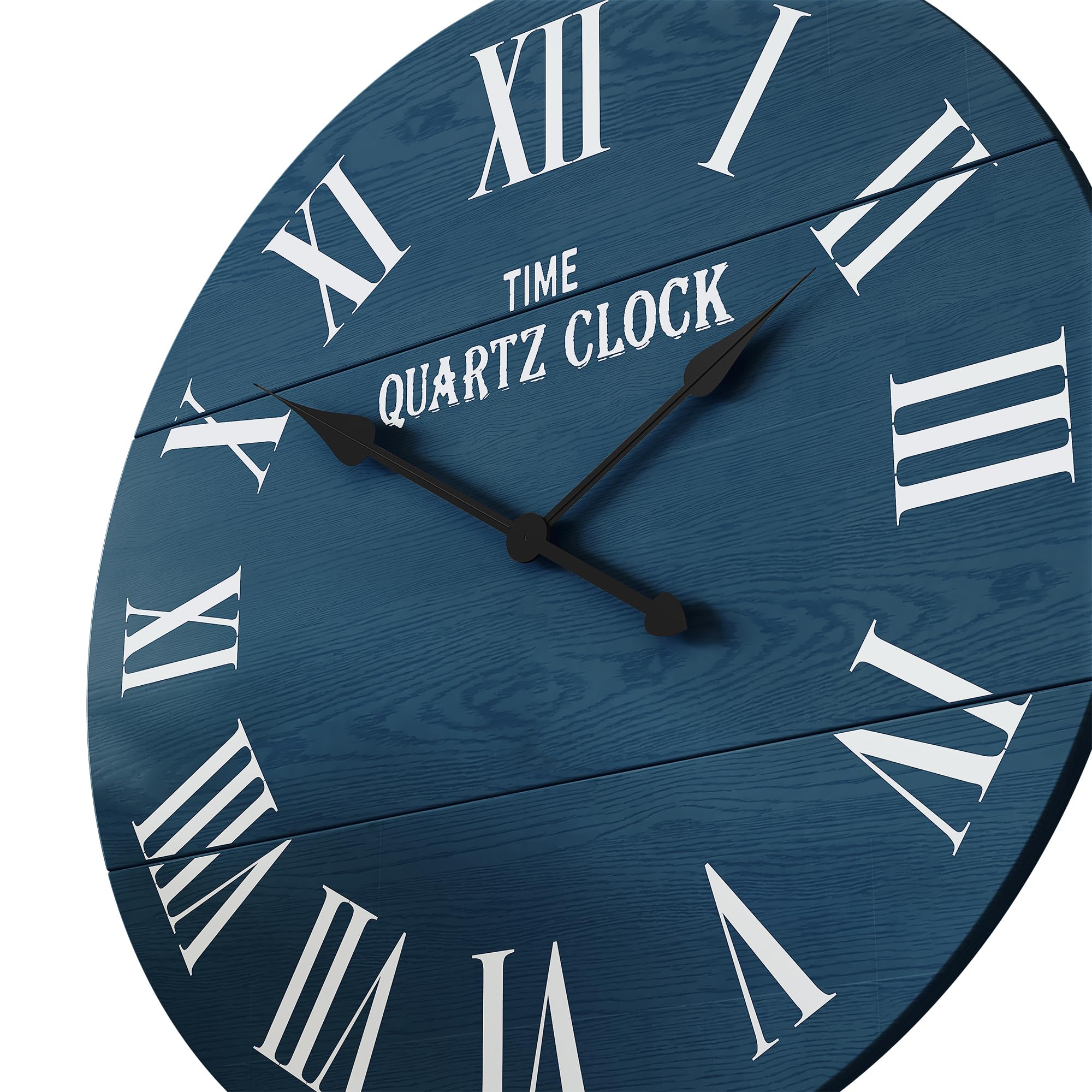 Orologio da parete in legno, 60 cm, facile da leggere, silenzioso, grande, rotondo, per casa, cucina, soggiorno, ufficio, decorazione da parete, blu