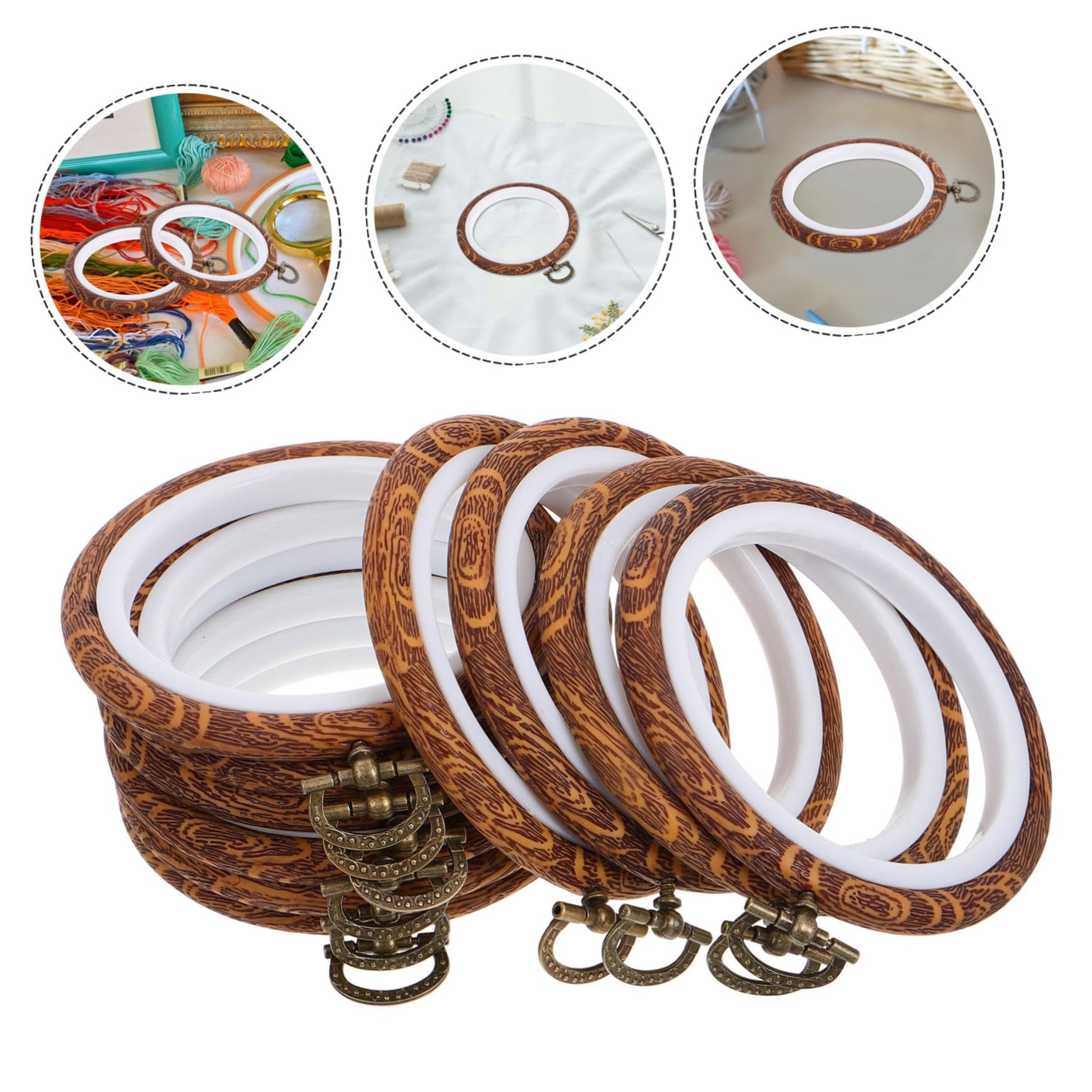 Kleiner Stickrahmen für Kreuzstich, 10 Stück, Oval, für Stickerei | Pp Kunststoff und Metall, Tragbar für Unterwegs, Praktisch zur Aufbewahrung, Vielseitig Einsetzbar