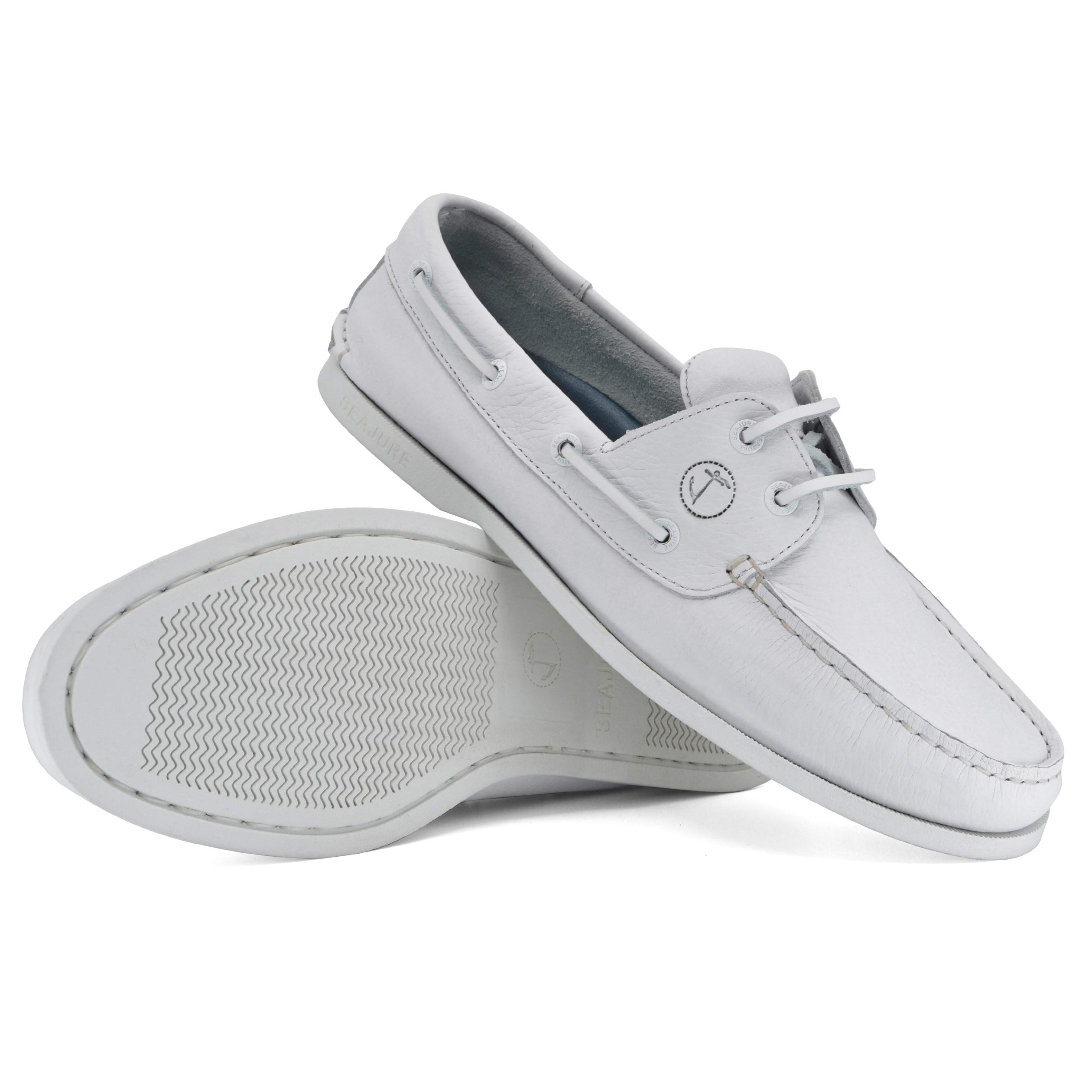 Seajure Chaussures Bateau pour Homme Knude en Cuir Blanc