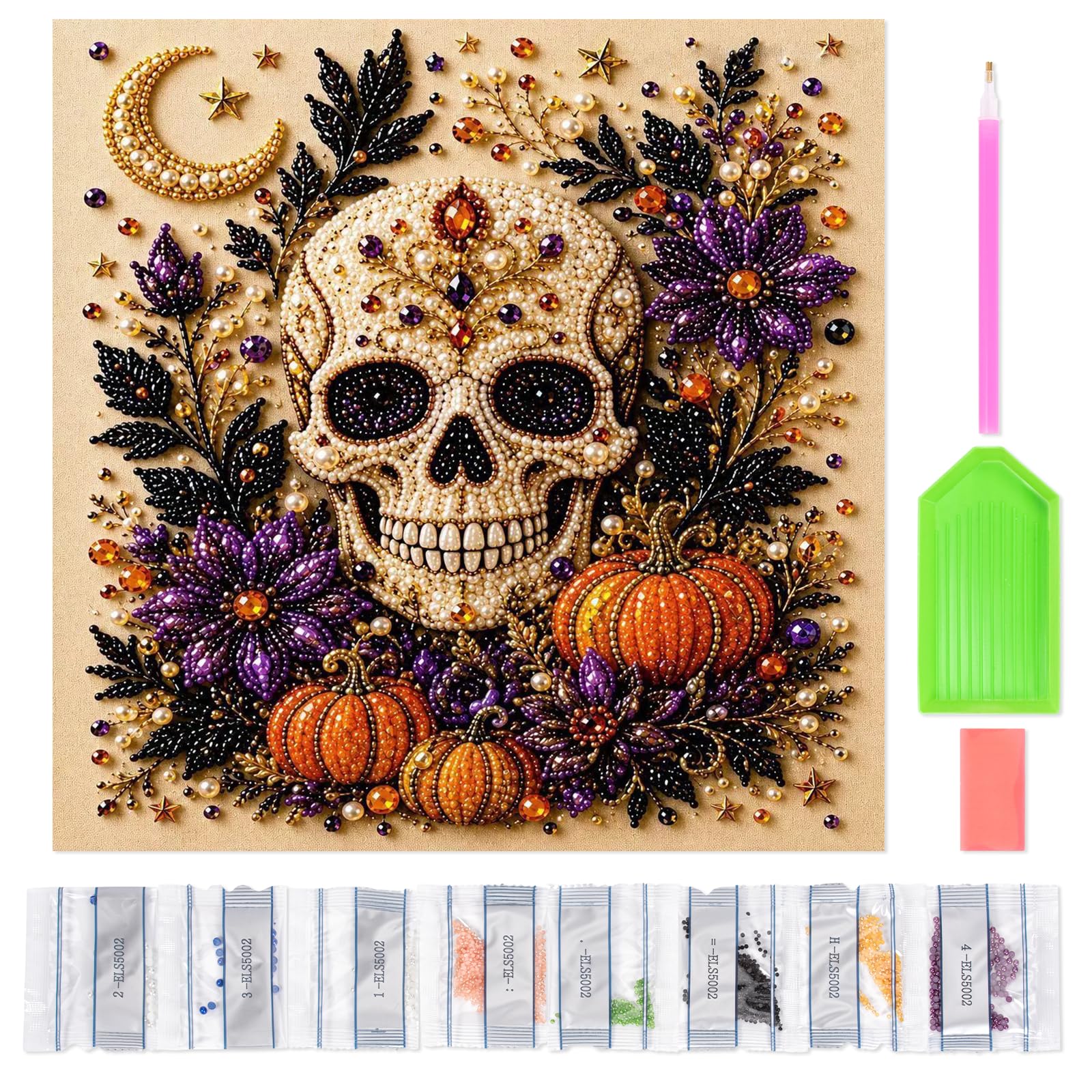Halloween Diamond Pearl Art DIY Kit for Adults Home Wall Decor Gifts (D)