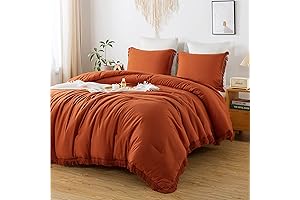 Modern King Comforter Set with Boho Terracotta Accents