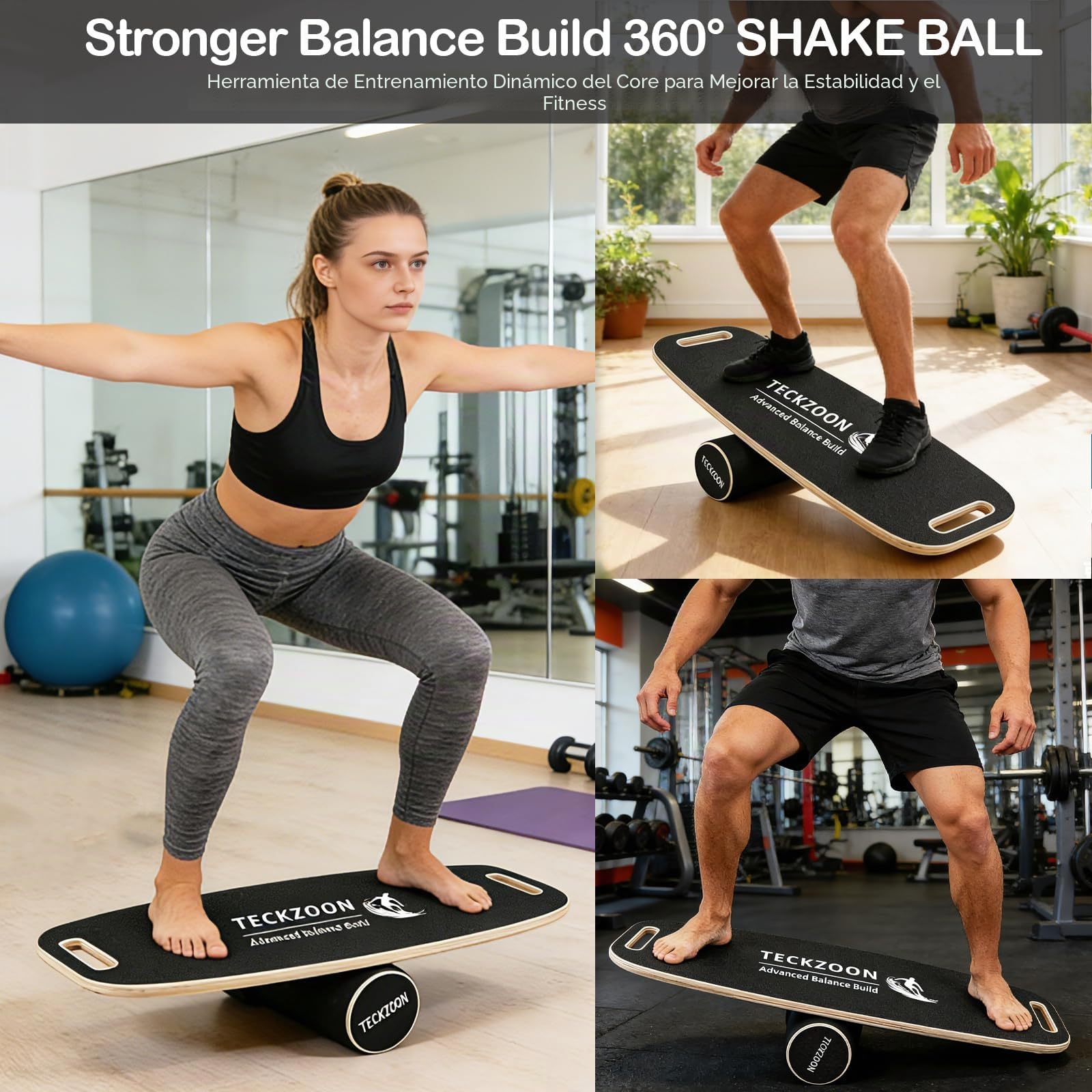 Tabla de equilibrio de madera, antideslizante con rodillo de corcho y soporte, entrenador de equilibrio, tabla de pilates, tabla oscilante, accesorio de fisioterapia, monopatín y tabla de