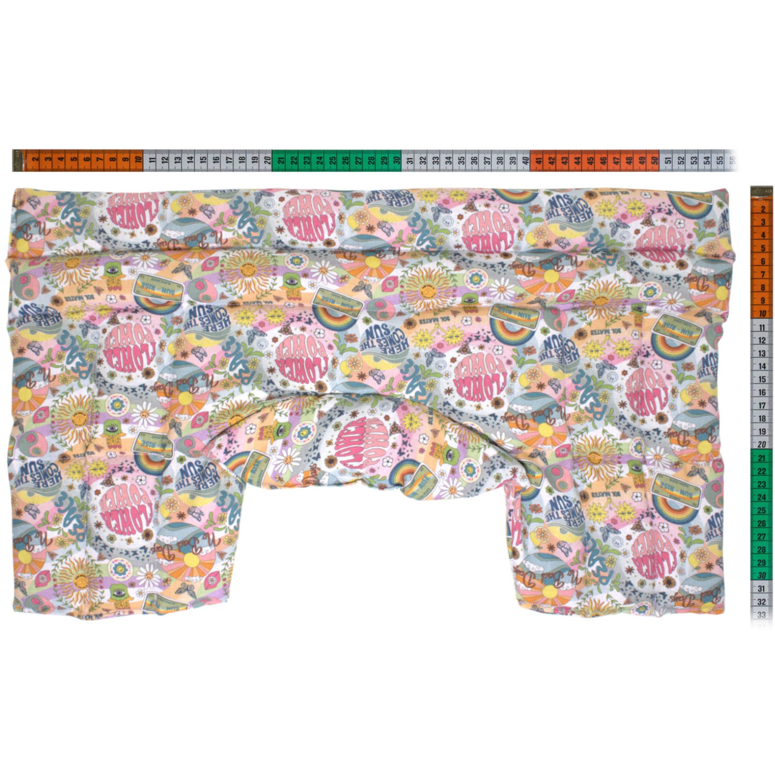 Saco cervical térmico con semillas de colza (algodón orgánico Flower Power) - Cojín nuca y hombros con cuello - Almohada cervical - Para microondas y horno