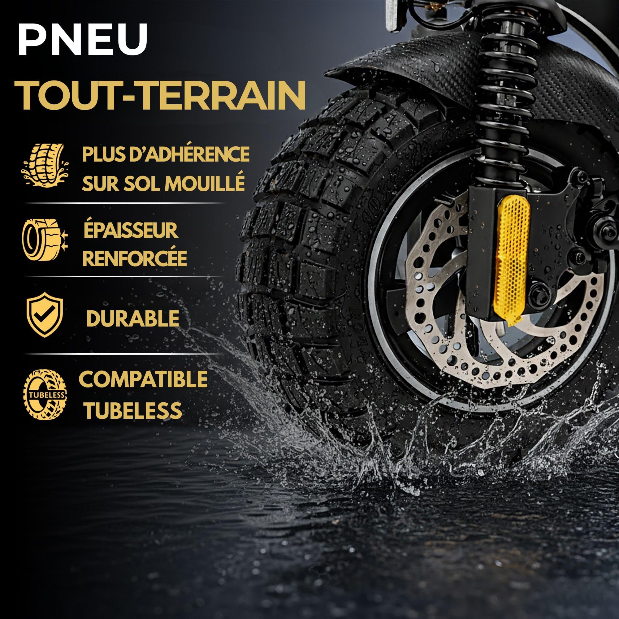 ANSENI Pneu Tubeless 10X2.75-6.5 Pour Trottinette Electrique Urbanglide eCross Pro 2/Pro Boost, Kukirin G2 Master/Kukirin G3/Dualtron 3/Smartgyro Speedway/Rockway (1 Pneu)
