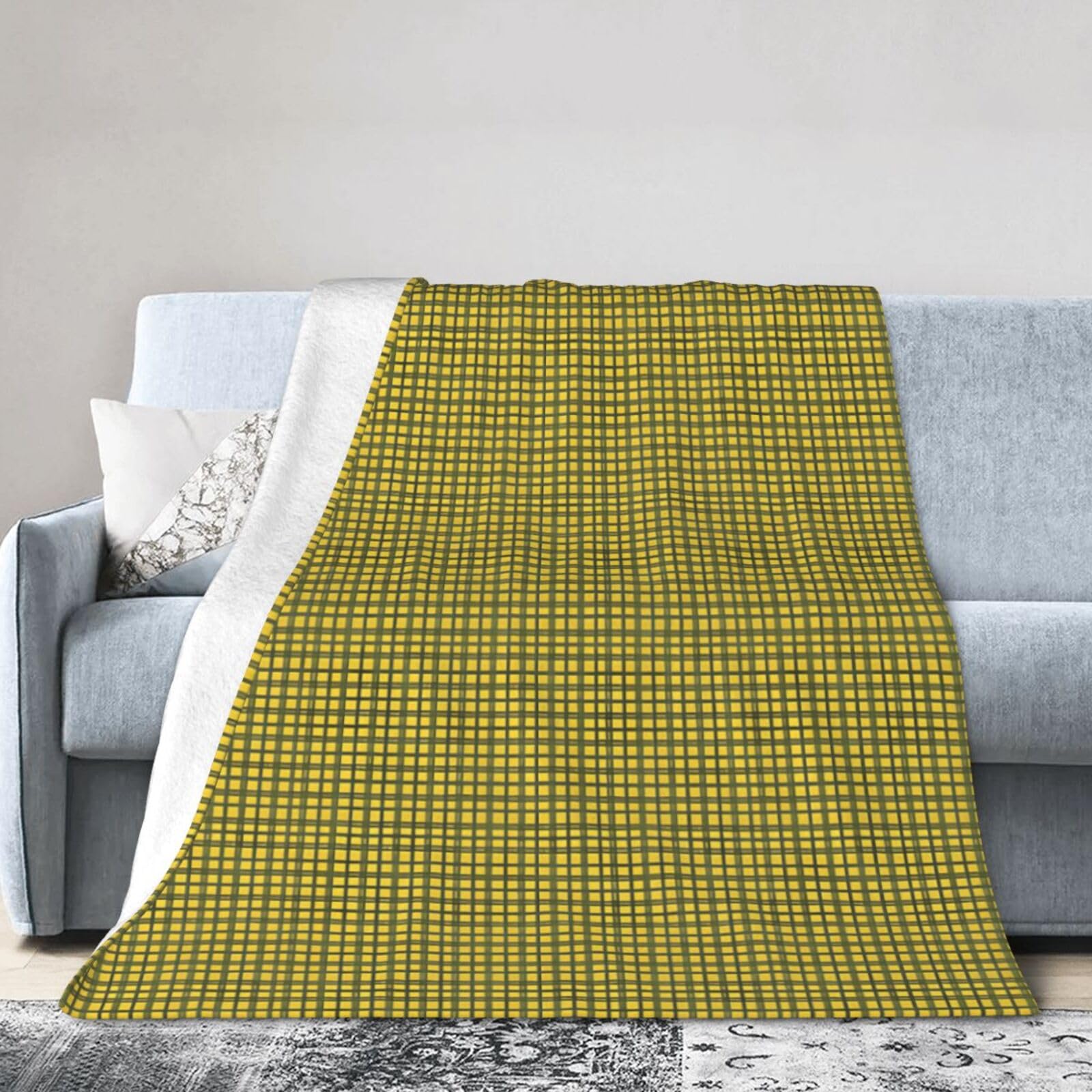 ERTDFXCV Classic Green Gingham Plaid Christmas Blanket 80"x60"