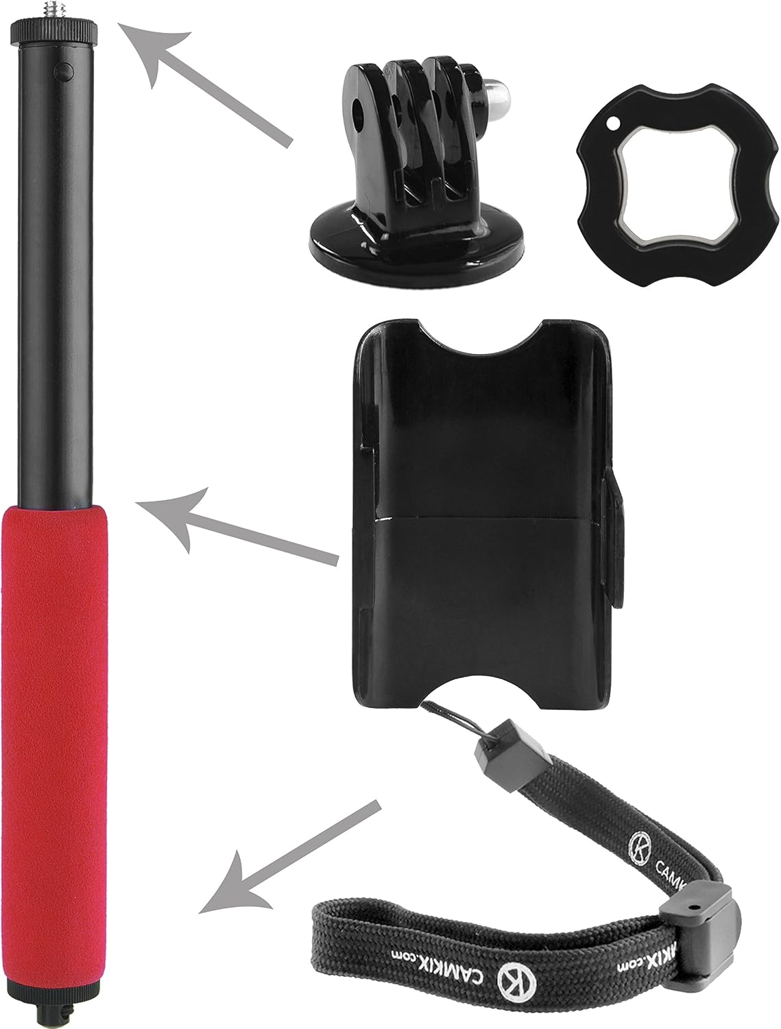 CamKix Telescopic Pole for Gopro Hero 5, Black, Session, 4, Session, Black, Silver, Hero+ LCD, 3+, 3, 2, 1 - Monopod with Cradle for Remote - Twist Extension - Tripod Mount - Aluminum Thumbscrew