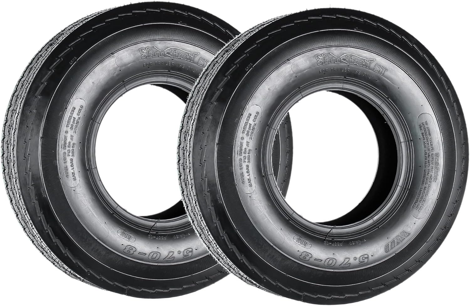 eCustomrim 2-Pack Trailer Tire 5.70-8 570-8 Load Range B 4 Ply Bias - 2 Year Warranty w/Free Roadside
