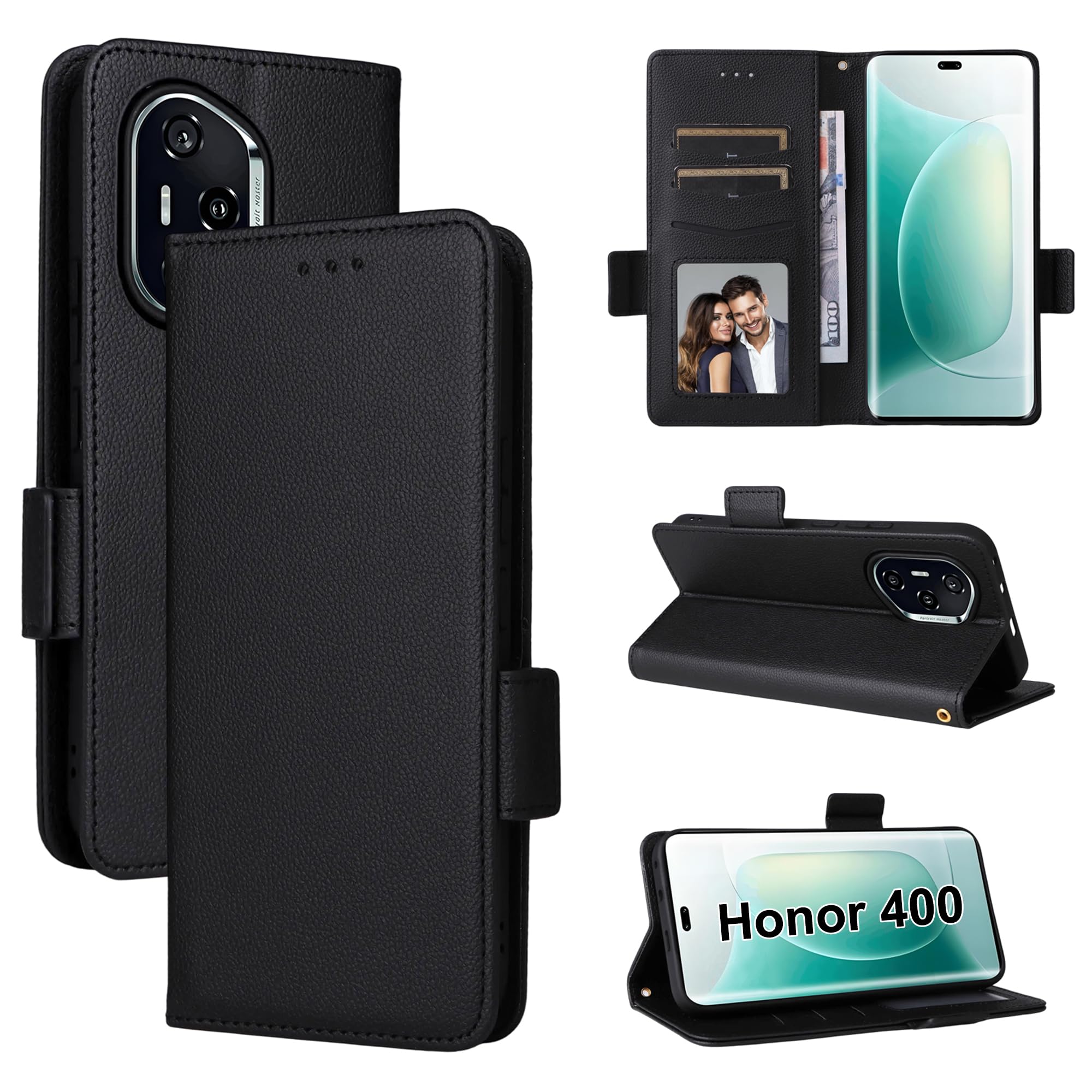 Coque Honor 400 5g U00c9tui Fin Bloquant RFID, Fentes Pour Cartes, Antichoc En PU/TPU Pour Coque Honor Magic V2