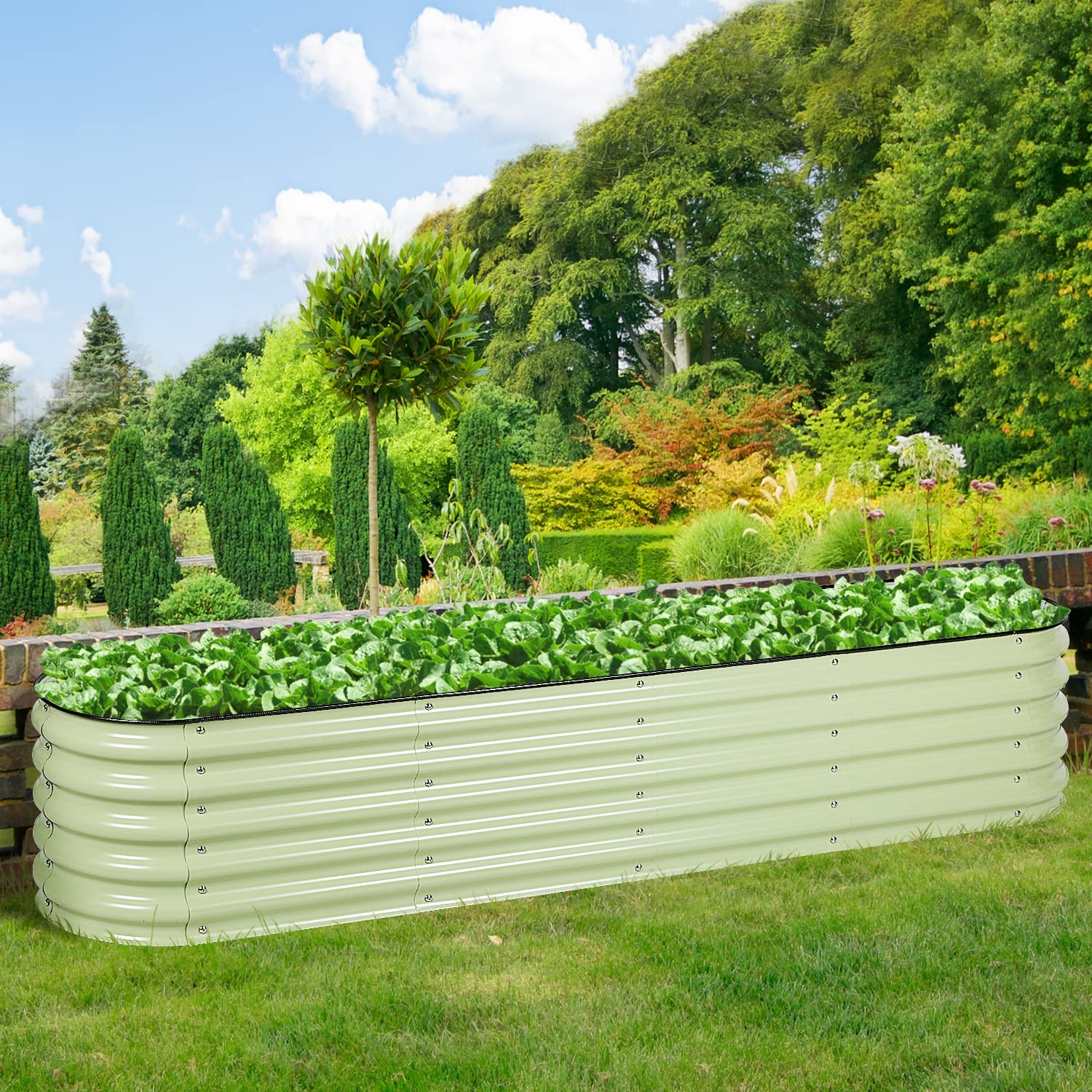 BPS 9-in-1 Metal Raised Garden Bed, 6x3 FT Galvanized Planter, Extra Tall 17