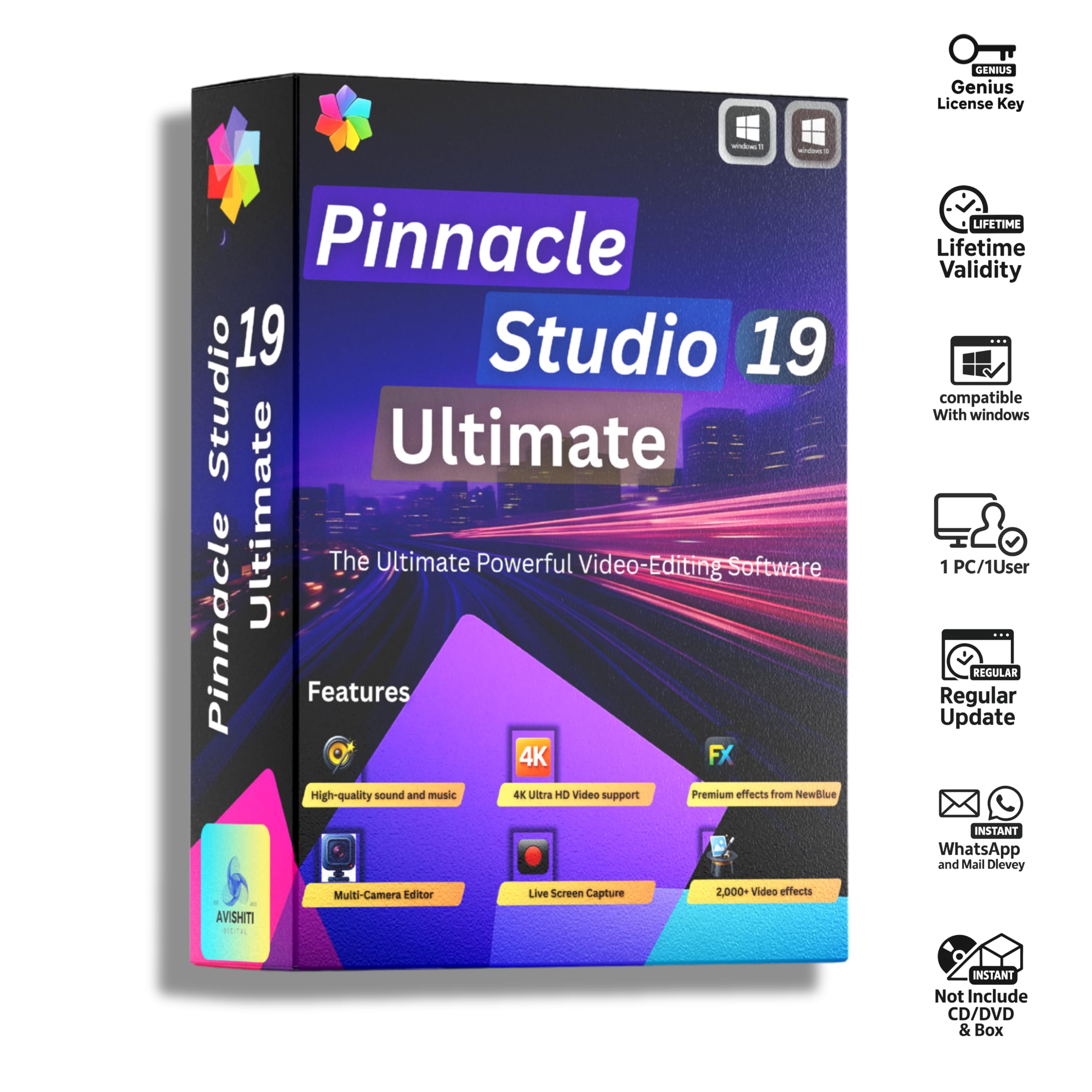 Pinnacle Studio 19 Ultimate | Advanced Video Editing & Screen Recording Software | Enhanced Video Masking, Color Grading | Lifetime Validity |1 PC | for Windows