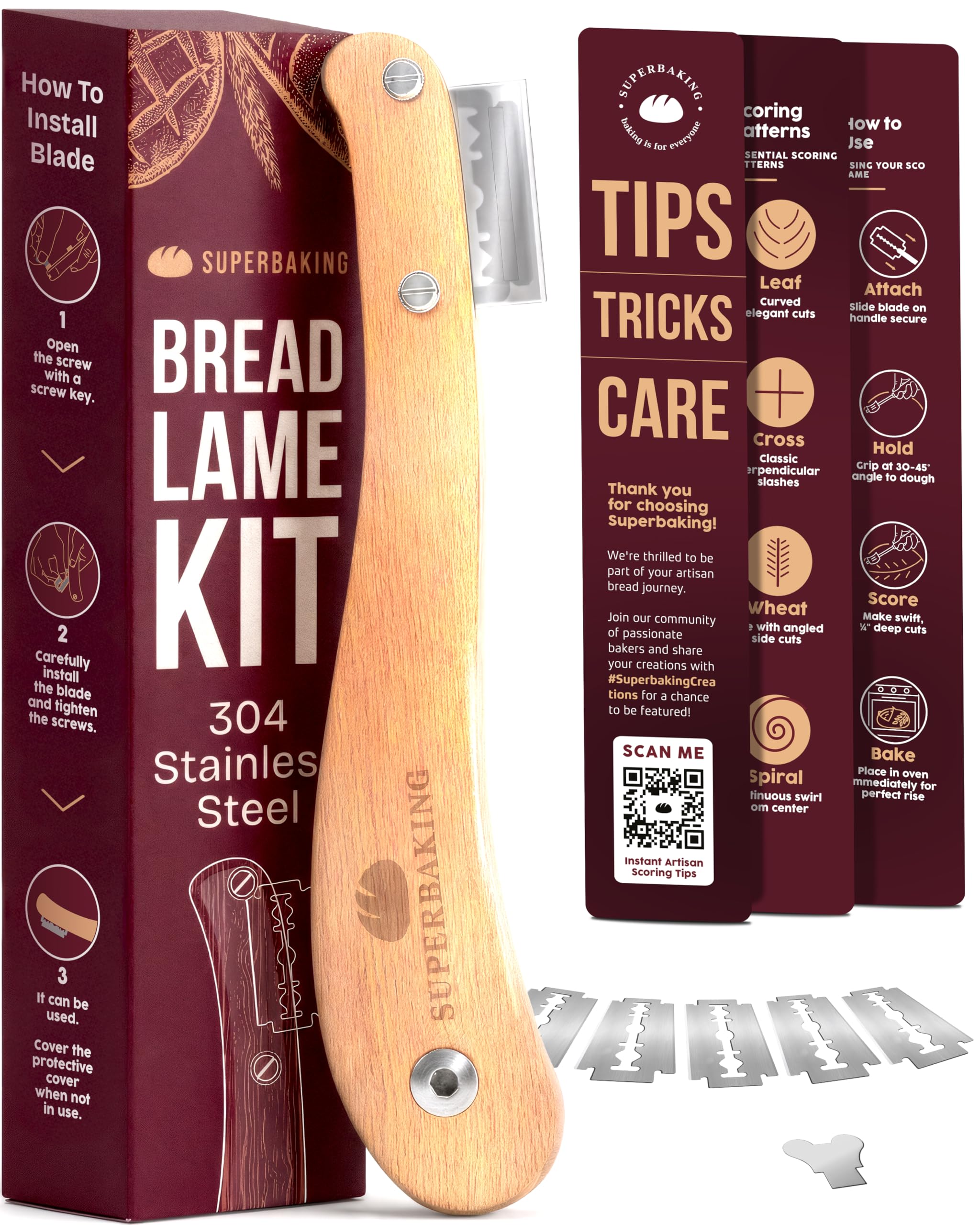 Superbaking Bread Lame - 5 Blades Included -11 Superbaking Bread Lame - 5 Blades Included -11