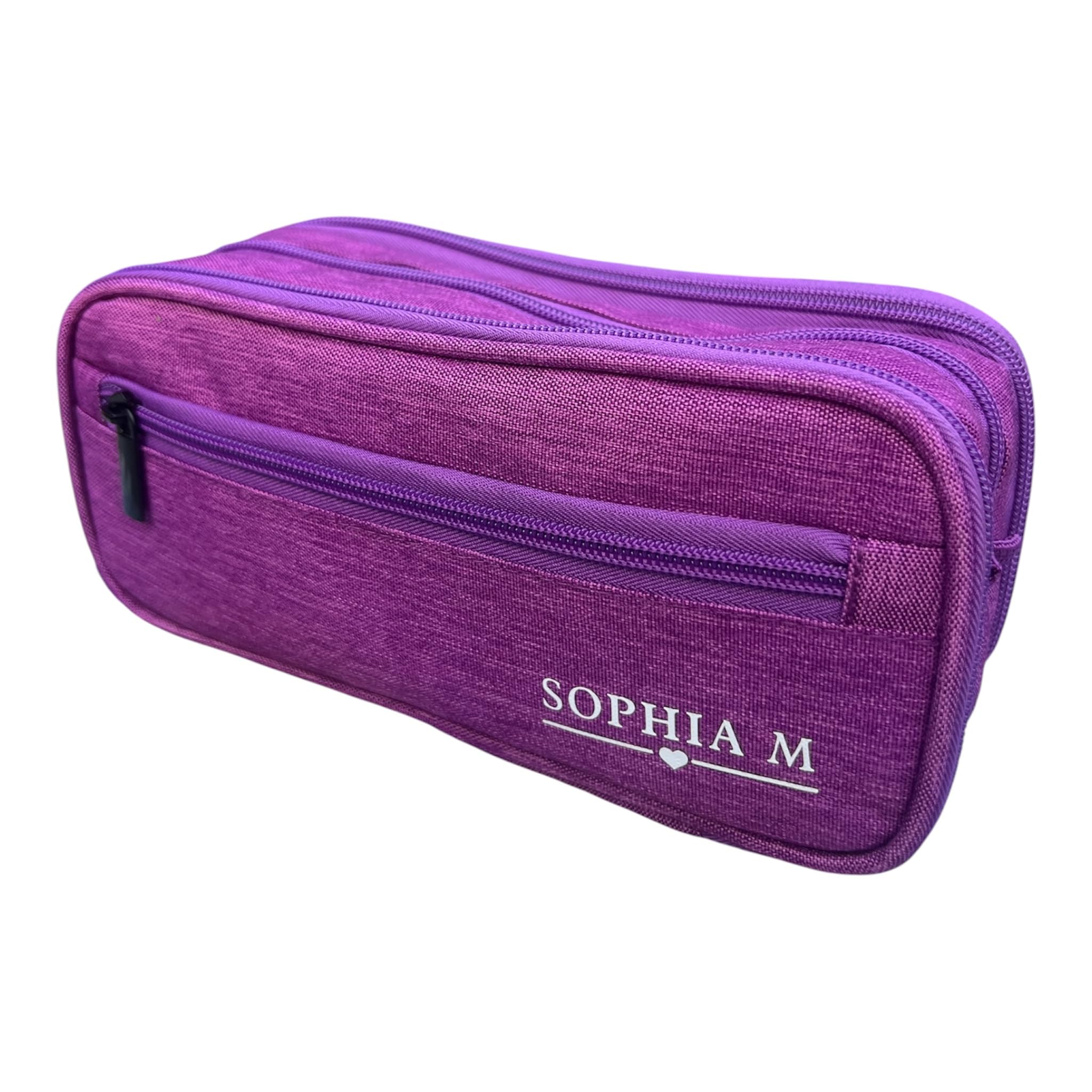 Personalised Pencil Case with Name & Icon | Black, Blue or Purple Gift (Purple)