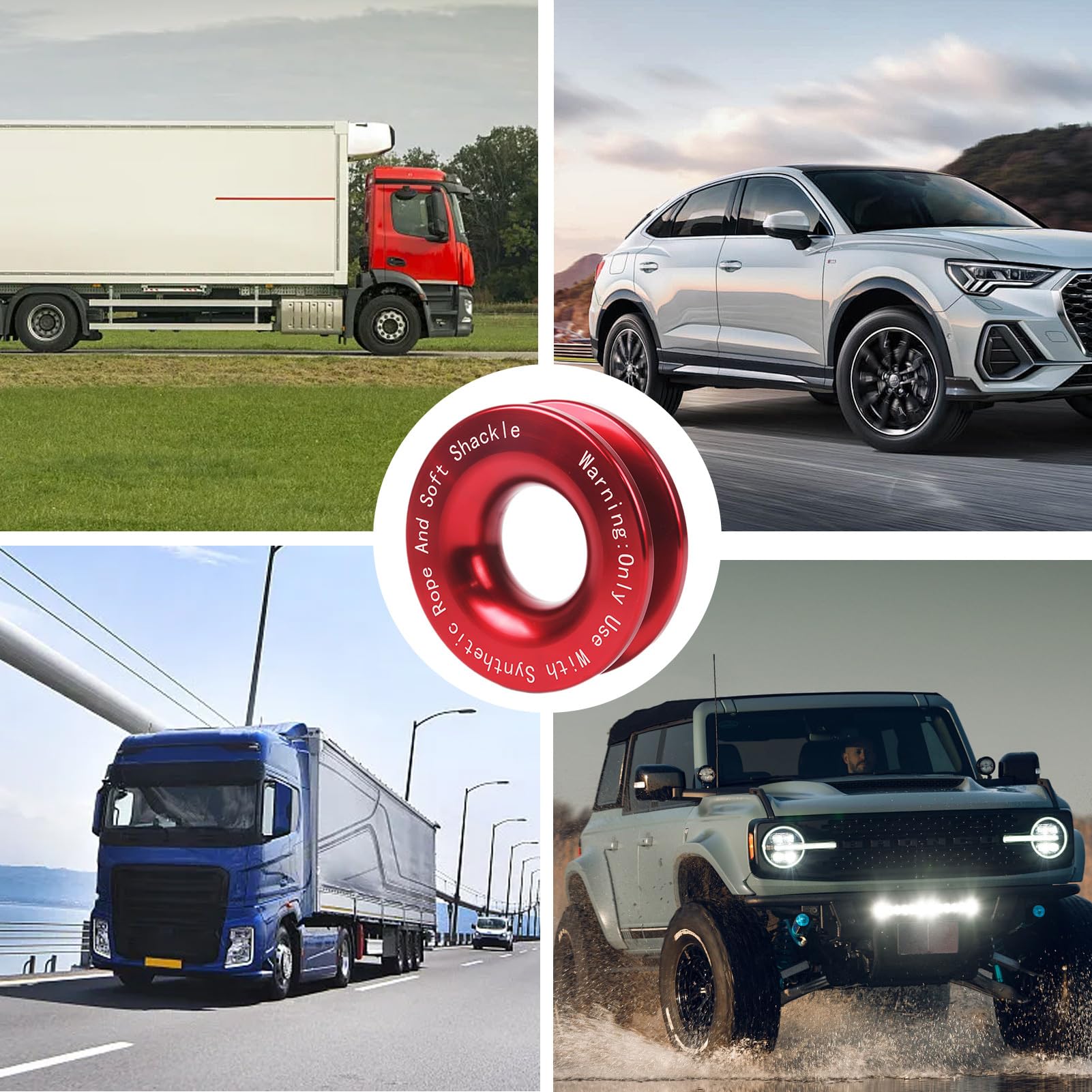 Anneau de sauvetage pour remorque – d'aluminium, anneau de poulie de récupération | Blocage de récupération de véhicules avec anneaux de traction pour camion, SUV, ATV, tout-terrain