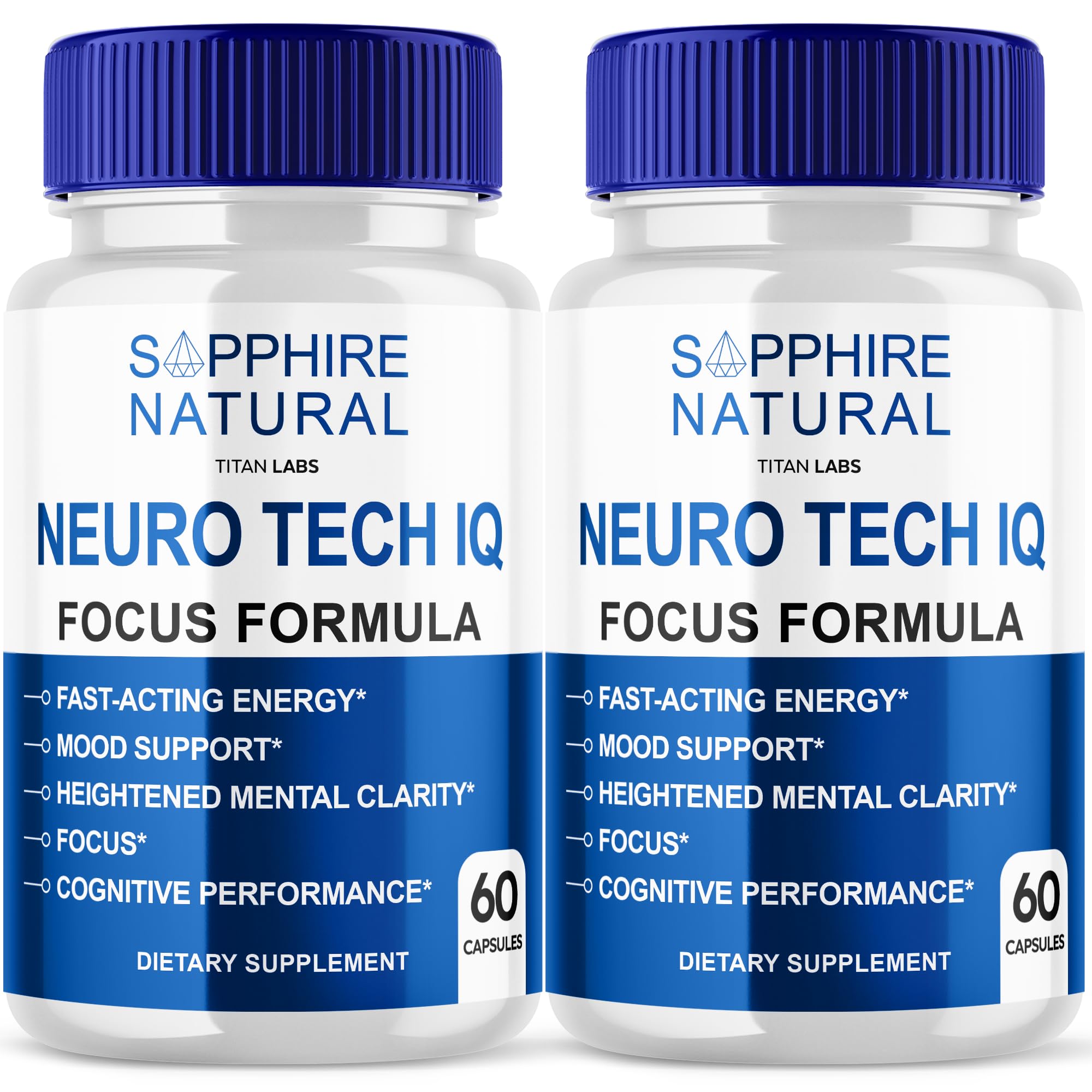 (2 Pack) Neuro Tech IQ Brain Supplement, Neuro Tech IQ Focus Formula Advanced Capsules, Sapphire Nautral Neuro Tech IQ Fast Acting Supplement Pills, Neuro Tech IQ Focus Energy Men Women (120 Capsules)