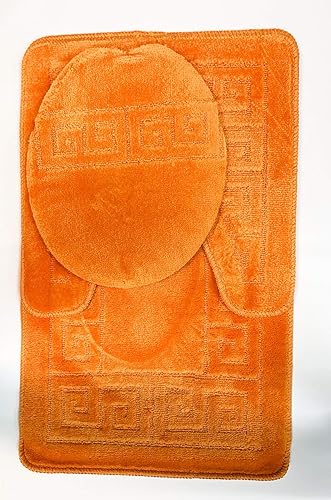 Miniatura 15 de Juego de tapetes de 3 piezas, tapete rugoso para baño (20 pulgadas x 32 pulgadas), tapete grande (20 pulgadas x 20 pulgadas) más tapete para tapa