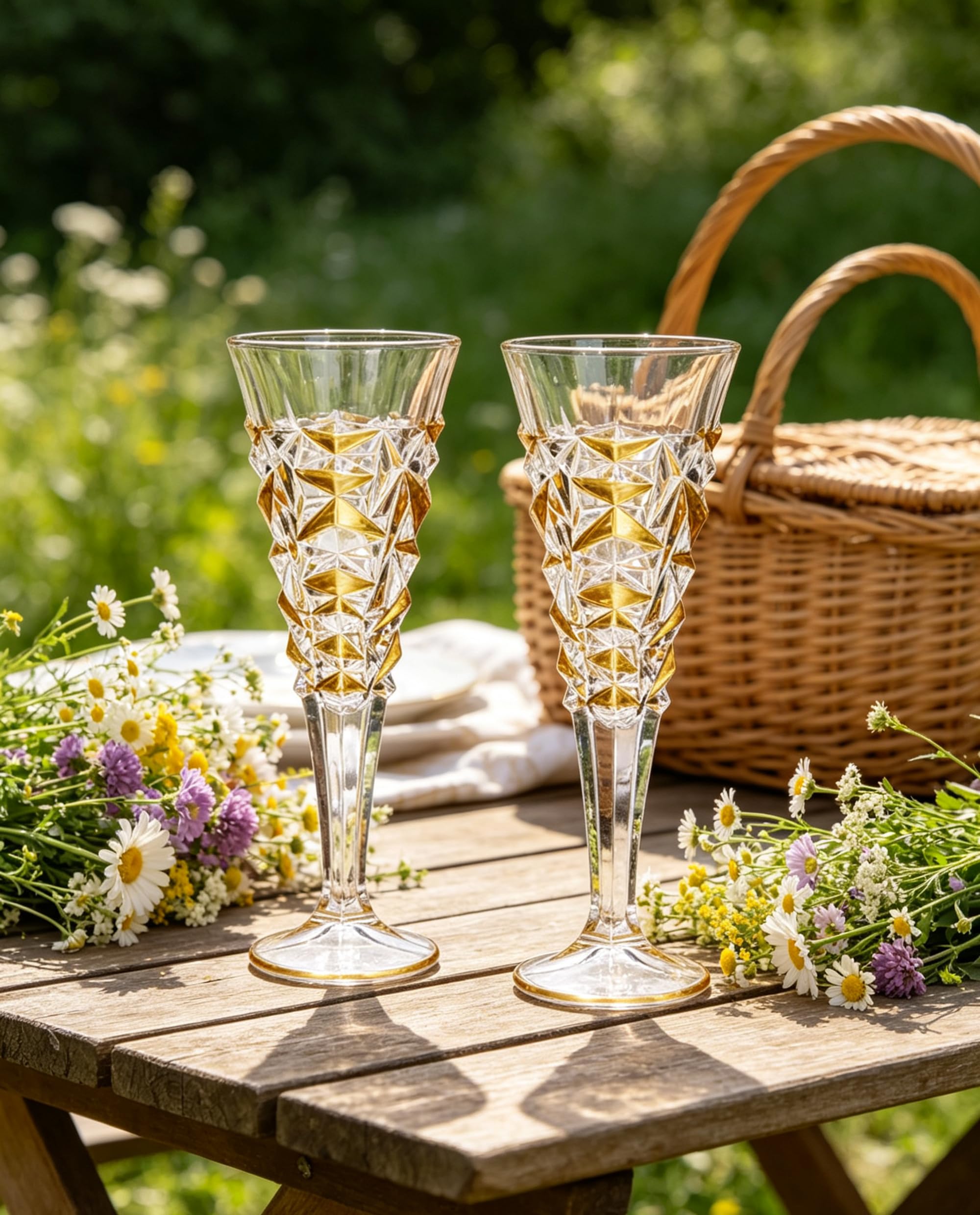 Set di 2 calici da champagne in cristallo dorato dipinti a mano, regalo unico per festa della mamma, compleanno, matrimonio, ideali per degustazione di vino, uso quotidiano (200 ml) (oro)