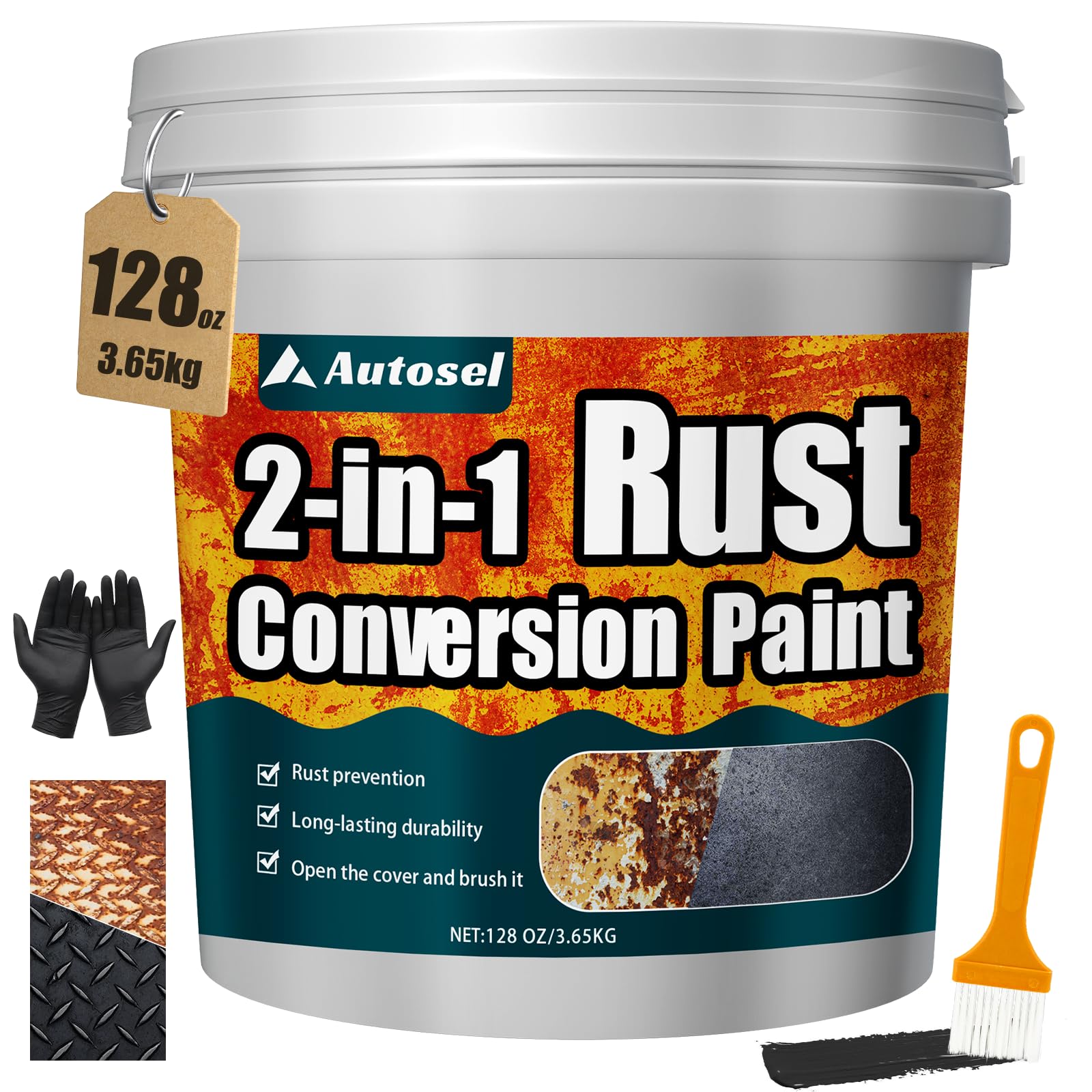 Photo 1 of 2-in-1 Rust Converter Paint for Metal, 128 Oz Black Rust Inhibitor & Rust Reformer, Rust Conversion Paint, Anti Rust Paint for Metal,Quick-drying, Industrial Grade for Car, Trailer, Steel, Equipment