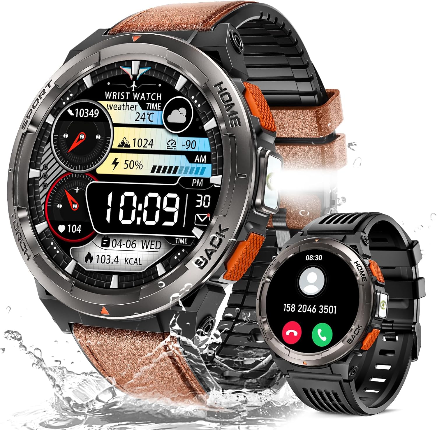 EIGIIS KE5 Military Smart Watch for Men with Flashlight...