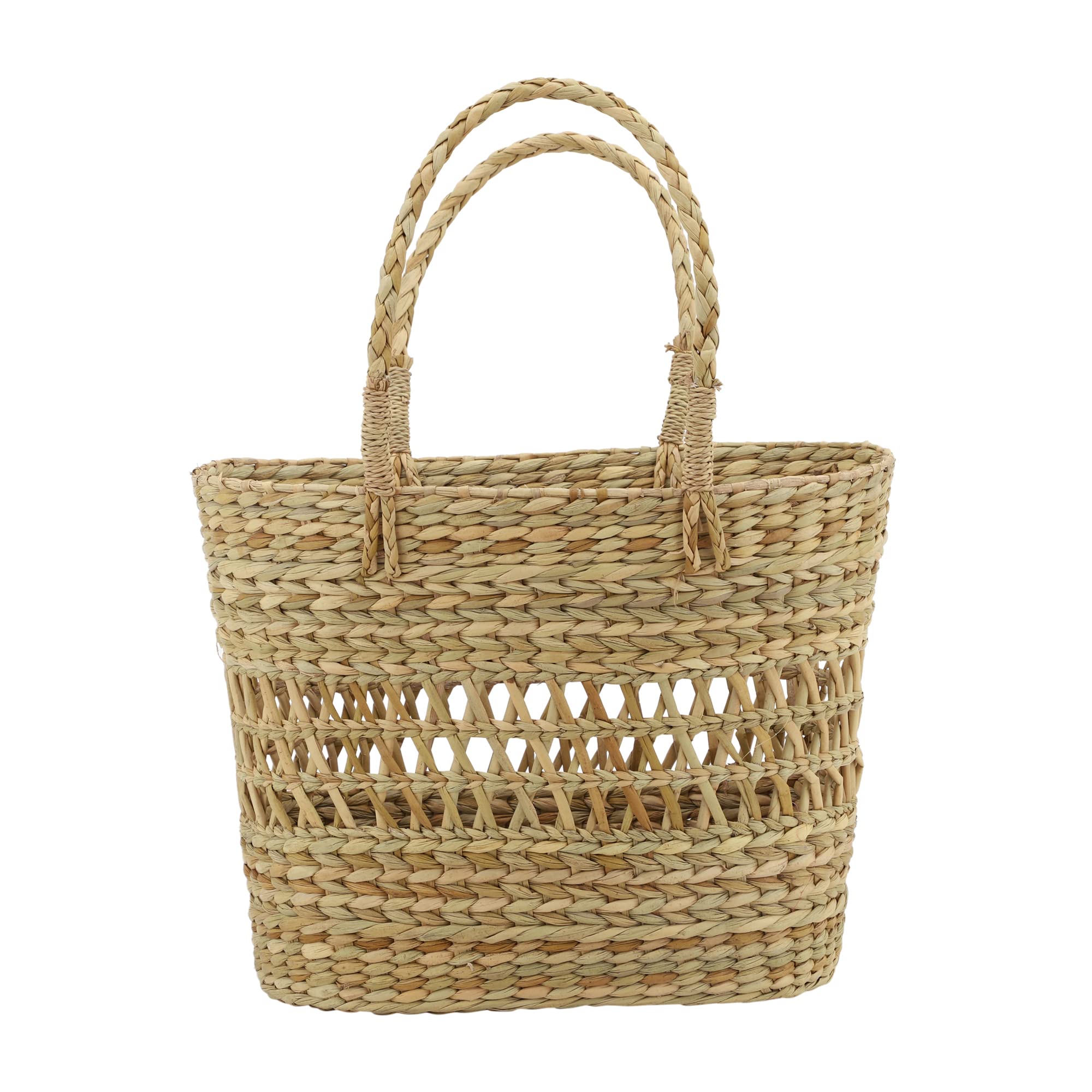 Buy IhaoCrafts Half Jali Basket Shopping Bag Kauna Grass (Beige