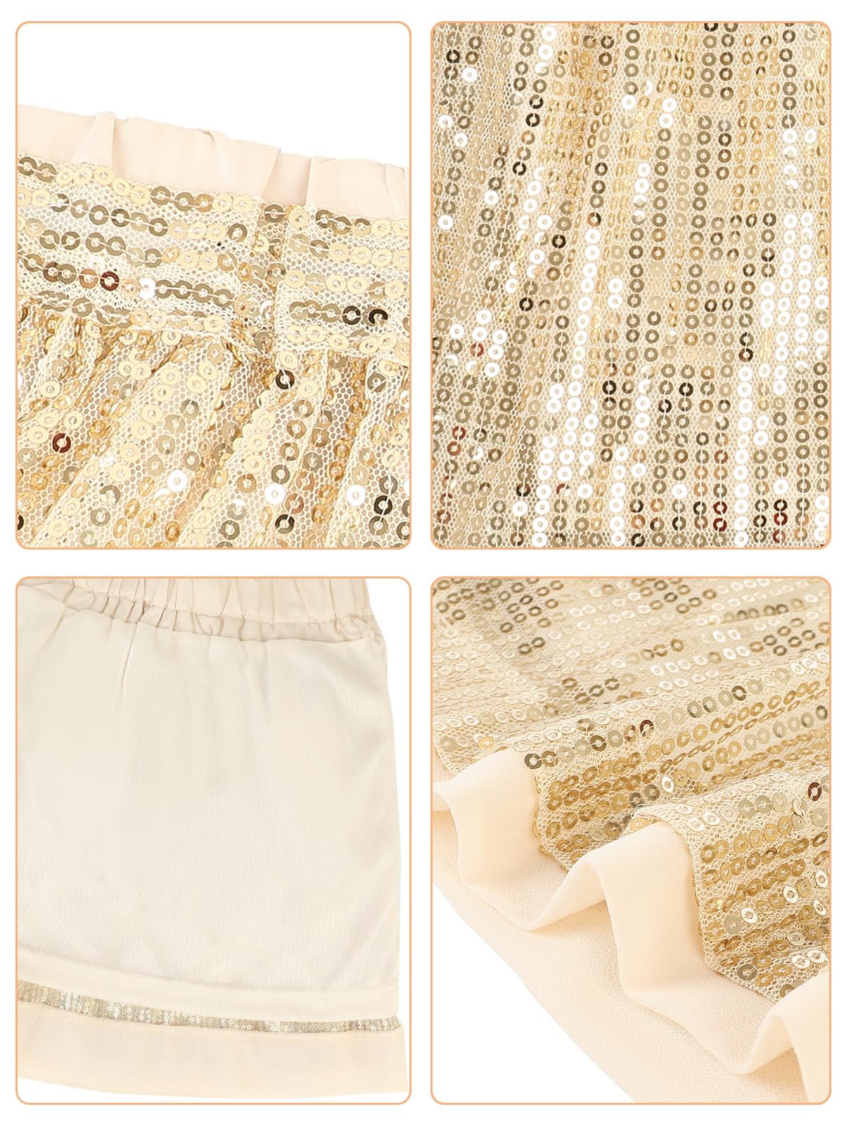 Pailletten Rock Mädchen Glitzer Rock Kinder A-Linie Glitzerrock Disco Outfit für Festlich Party 5–14 Jahres