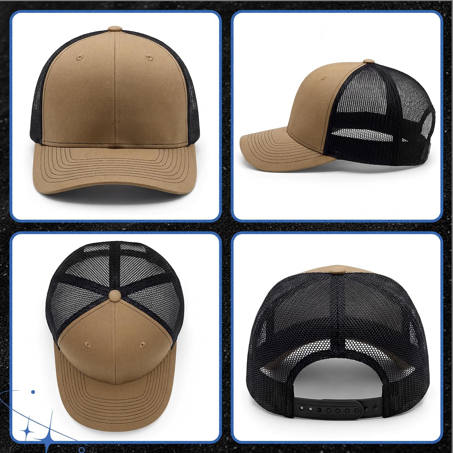 4 Pack Mens Trucker Hat Baseball Cap Adjustable Breathable Mesh Golf Hat Side Durable for Men Woman - Image 3