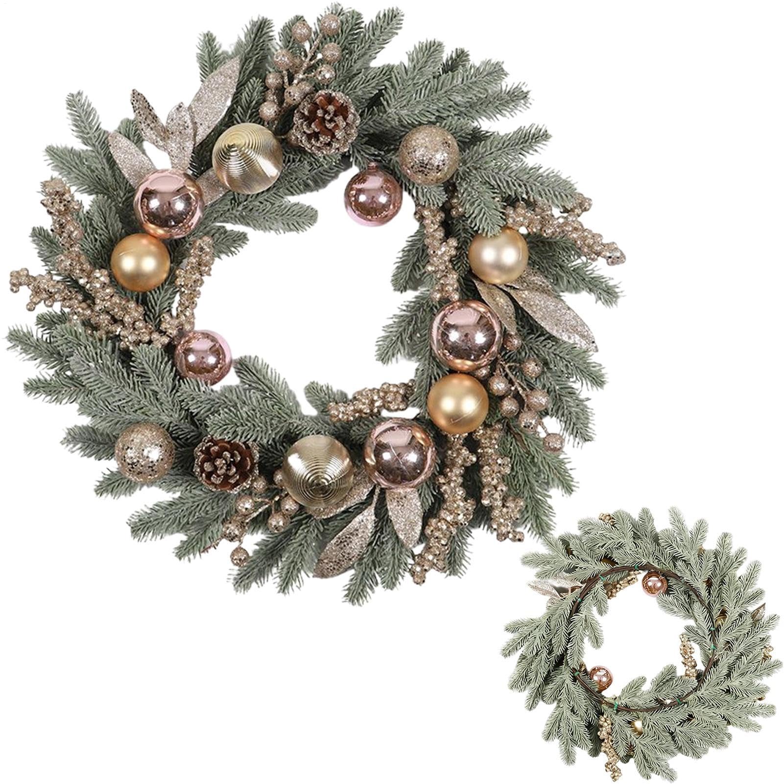 Künstlicher Weihnachtskranz - 20 Zoll Aus Tannenzweigen Mit Kiefernzapfen Ornament | Stilvolle Deko Für Feiertage Wohnzimmer Kamin Fenster Tür Winterhochzeit Party Innen Außenbereich