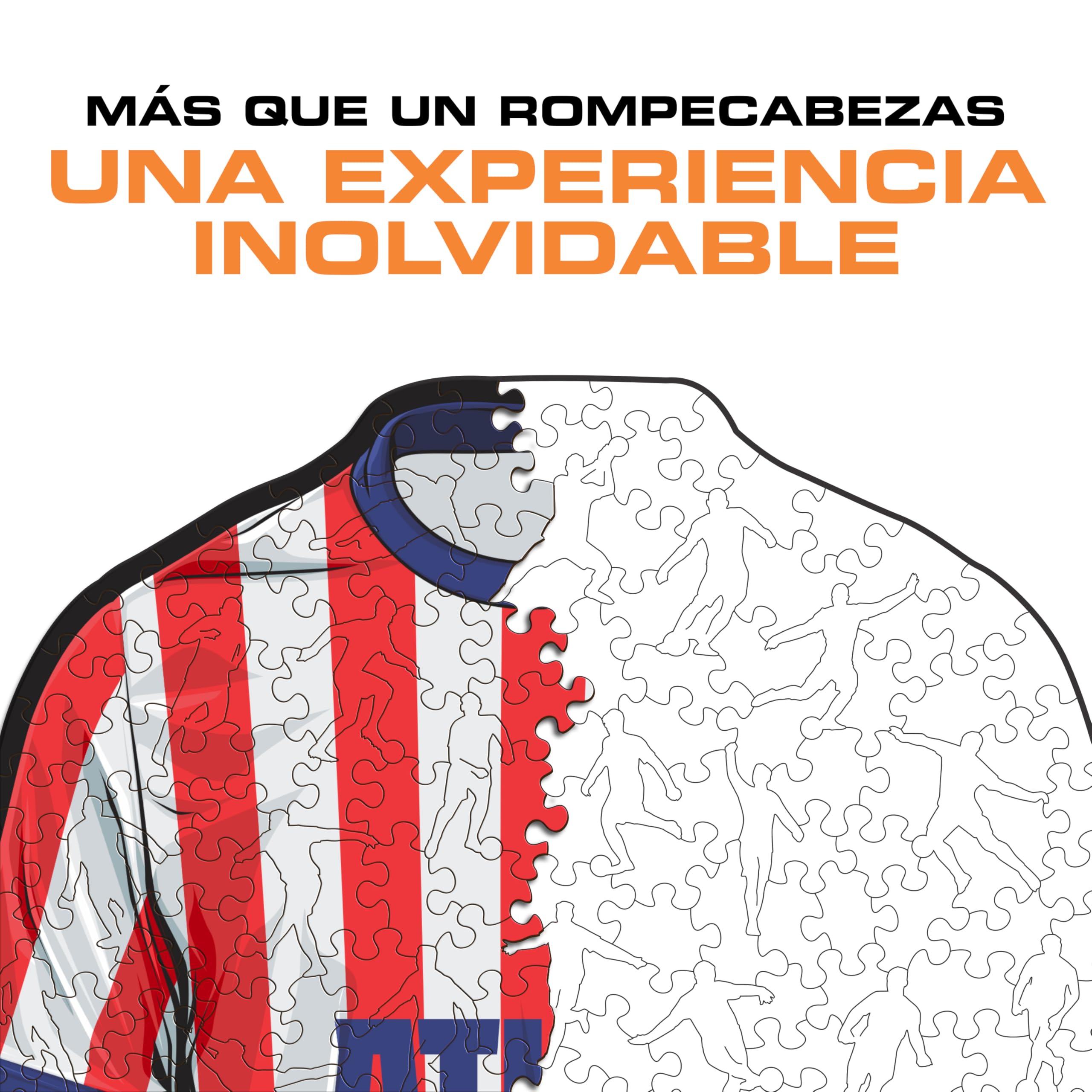 Iconic Puzzles - Atletico Madrid T-Shirt, Oficjalnie licencjonowane drewniane puzzle, prezent dla dorosłych i dzieci, rozmiar M, 270 sztuk