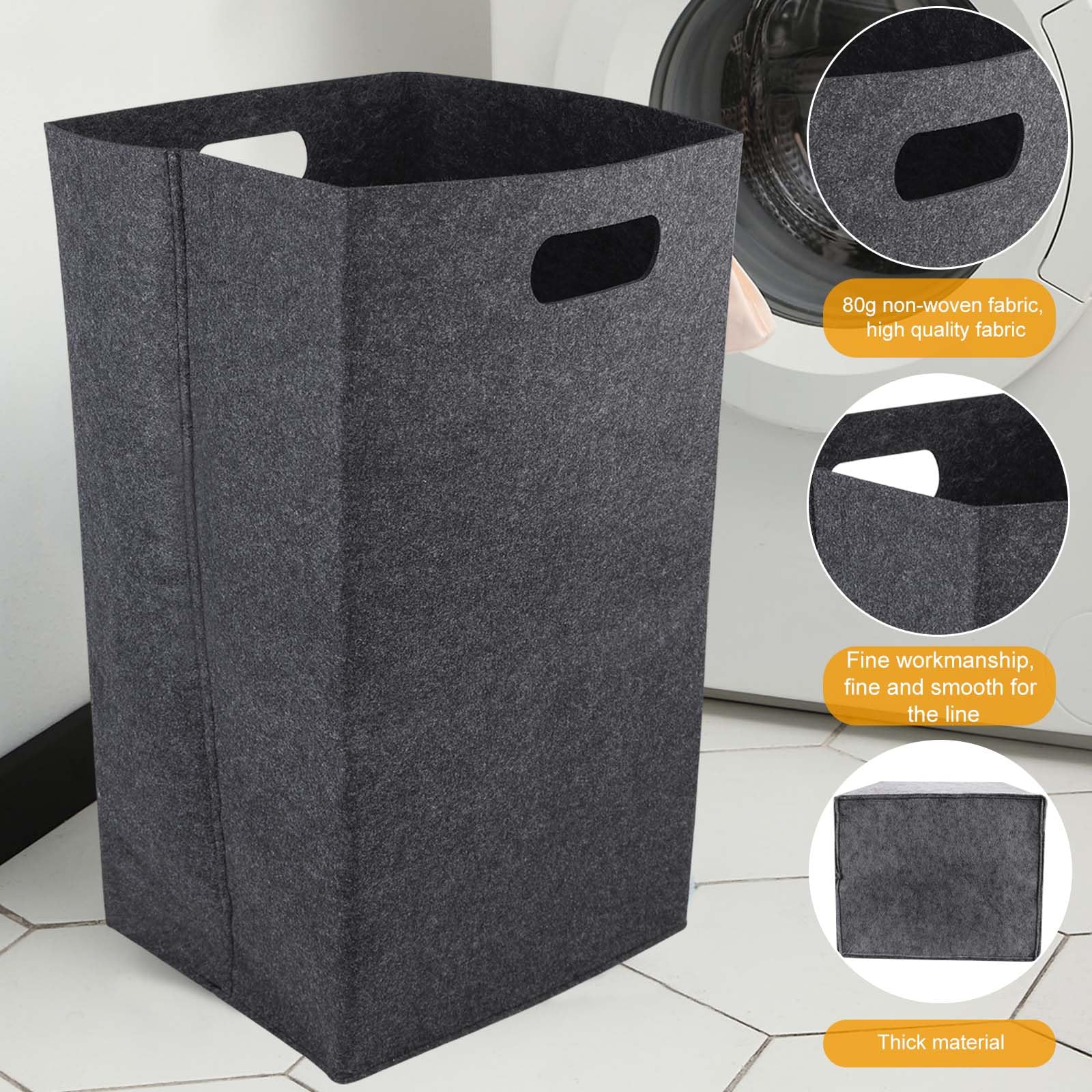 2 Pieces Felt Laundry Hamper Slim 60L Foldable Laundry Hamper - View #6