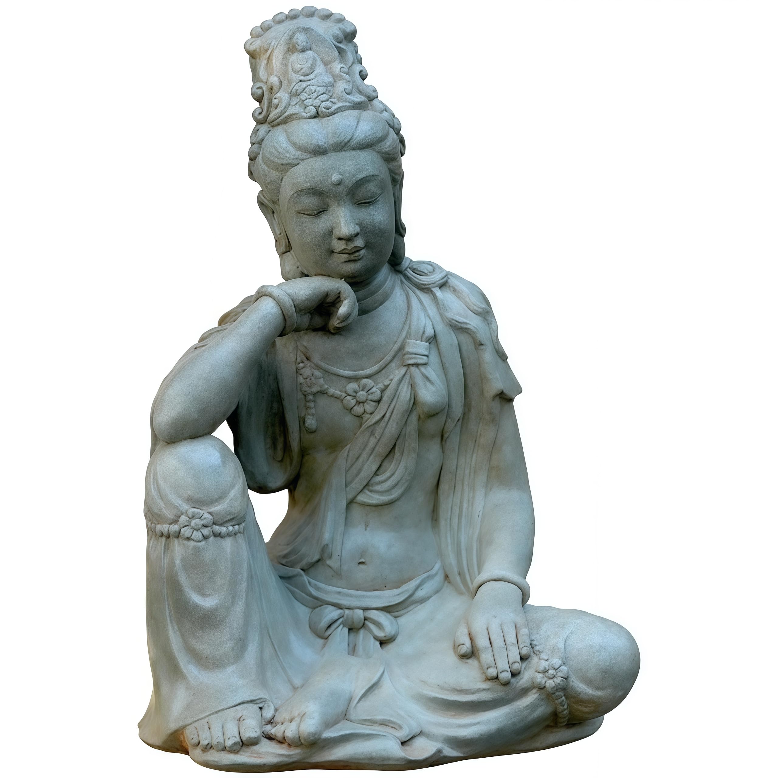 Fengshui-Caishen Women's Grey Pure Stone Guan Yin Statue - Handmade Quan Yin, Kwan Yin, Quan Am, Kuan Yin, Guanyin Statue, Buddha For Gardens, Patios, Lawns - Goddess Of Mercy And Compassion, Chinese Decor, Chinese Gifts