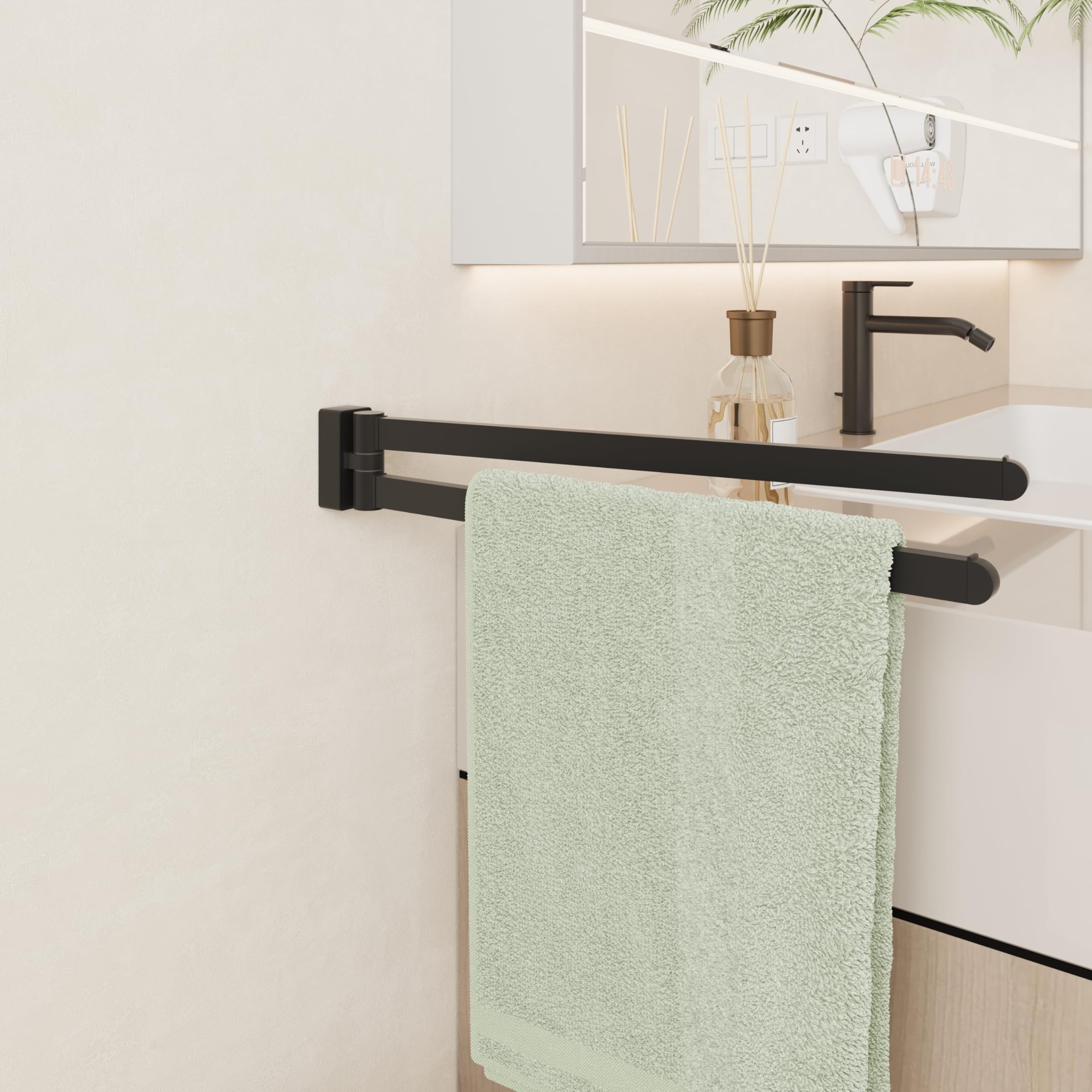 Porte-serviette, Design De Qualité Finition Noir Mat CO HTH2 Decor Walther