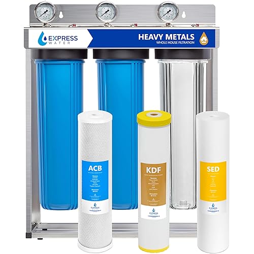Whole House Water Filter System| HEAVY METAL| 3 Stage Water Purifier Whole Home, Top-Tier Heavy Metal Filter Produces Overachieving H2O, Specially Targets Lead, Arsenic, Chromium, Reduces Chlorine